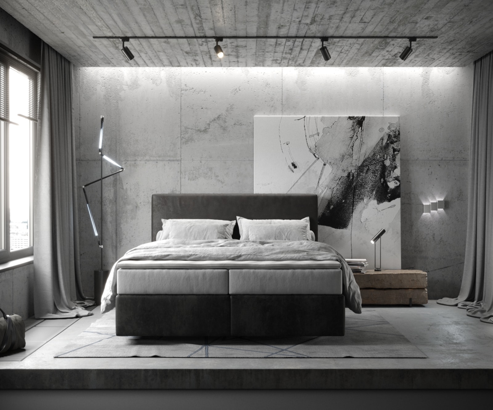 Lit-à-sommier-tapissier Dream-Well 160x200 cm microfibre anthracite vintage avec matelas TFK et surmatelas viscoélastique 2