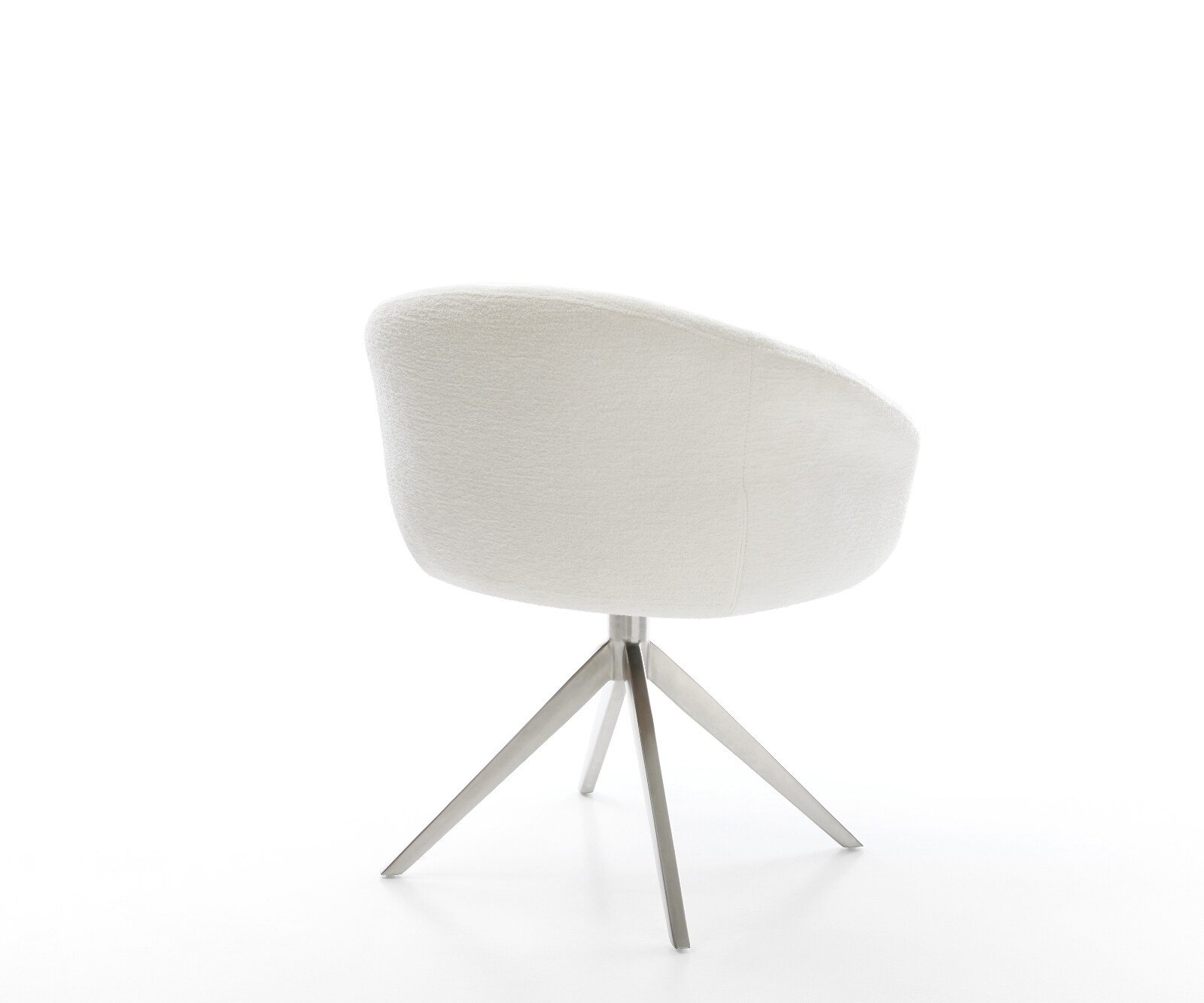Chaise-pivotante Vinka-Flex avec accoudoirs bouclé doux beige pied croisé large acier inoxydable pivotement sur 360° fonction bascule resorts ensachés 4