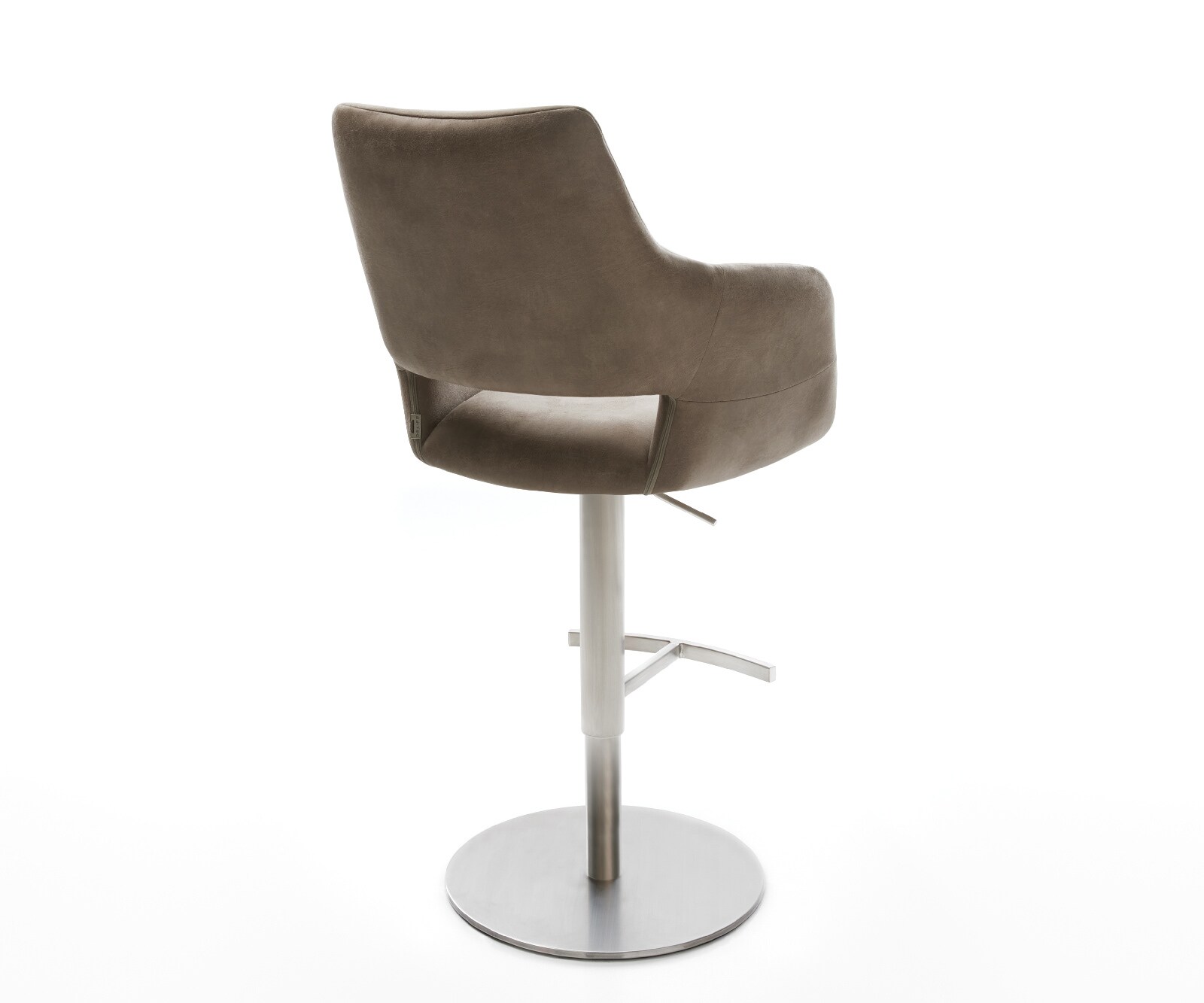 Barstuhl Yago-Flex Mikrofaser Taupe Vintage Drehfuß höhenverstellbar Edelstahl Silberfarben Taschenfederkern 4