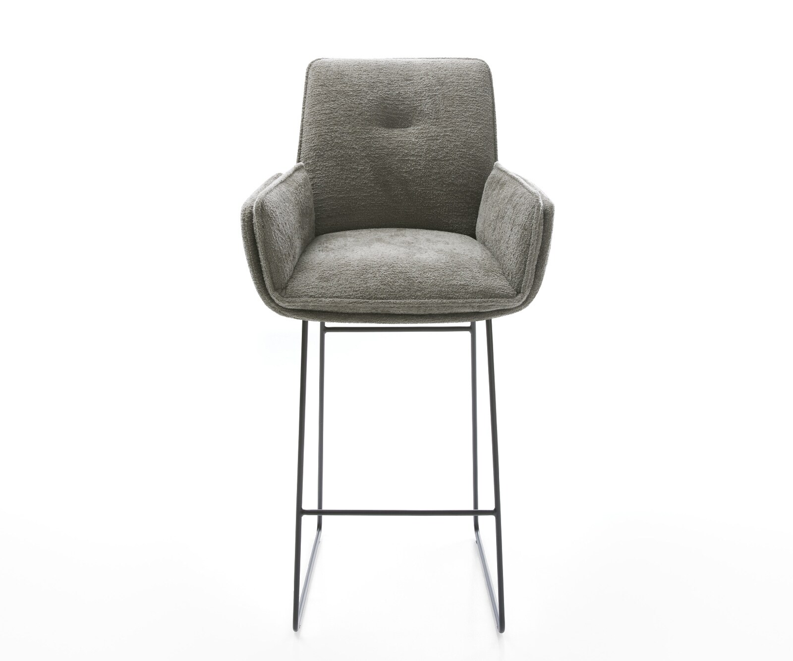 Barstuhl Nela-Flex Bouclé Soft Schlamm Kufengestell Metall Schwarz 1