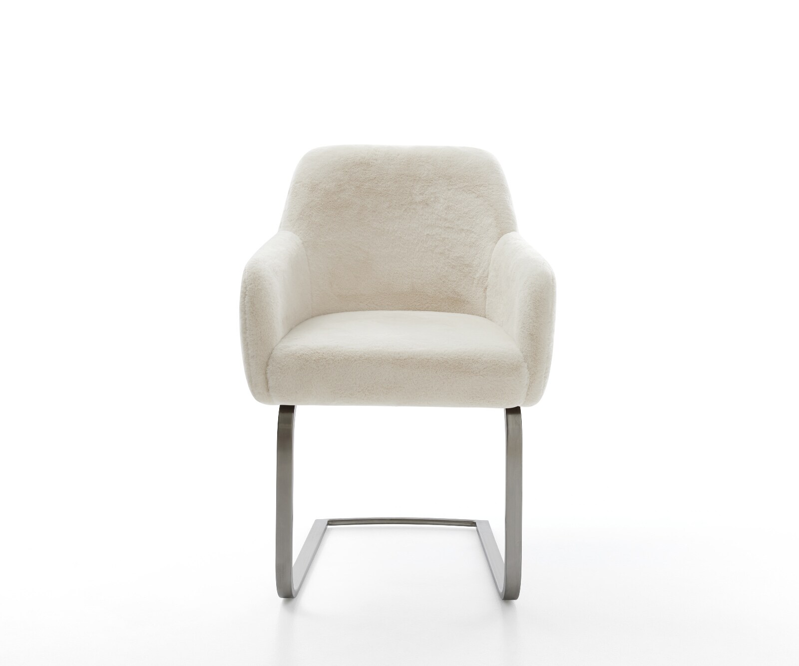 Freischwinger Greg-Flex Plüsch Creme-Weiß Freischwinger flach Graphit Taschenfederkern 1