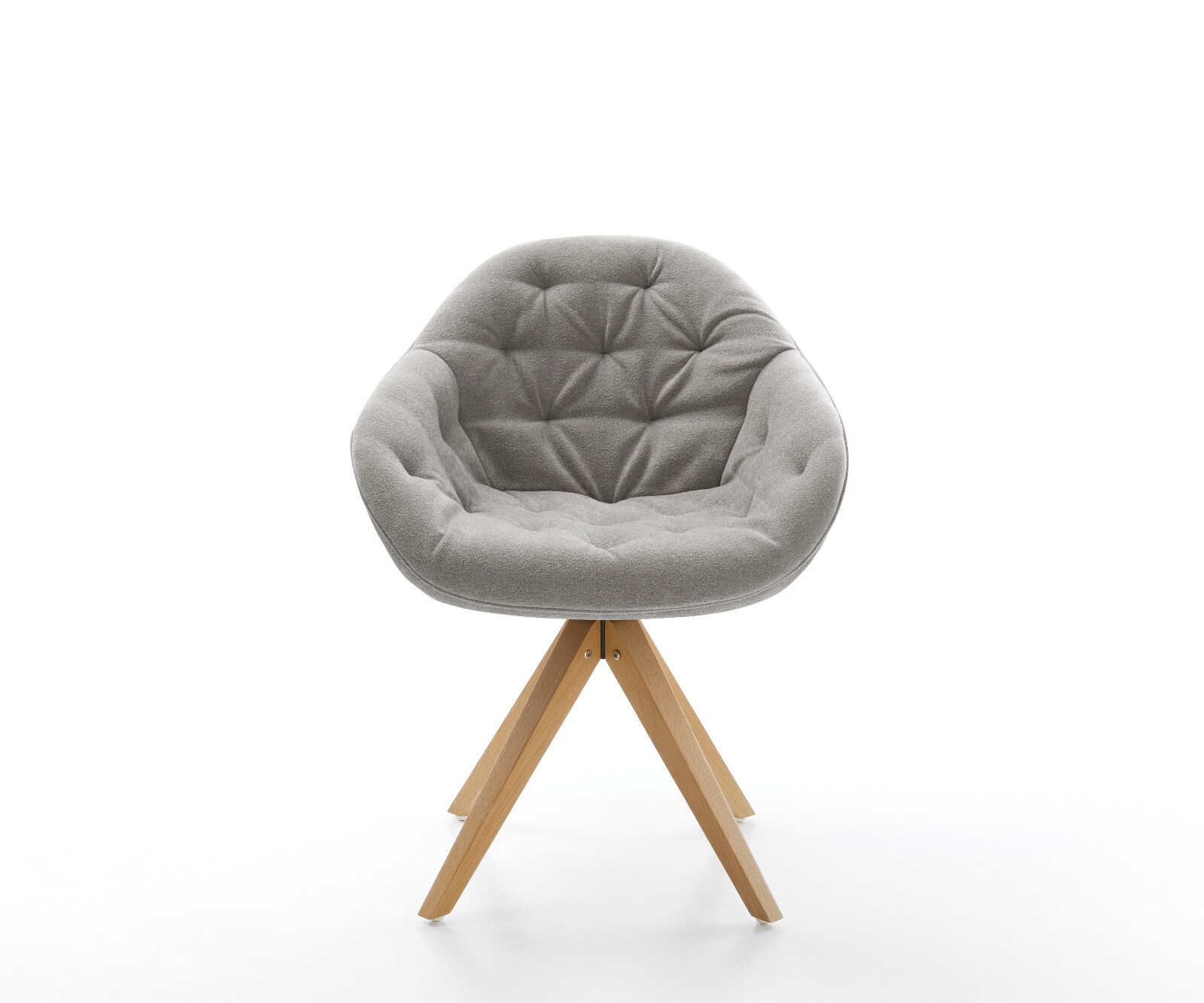 Drehstuhl Gaio-Flex Strukturstoff Soft Grau Holzgestell kantig Natur 360° drehbar 2