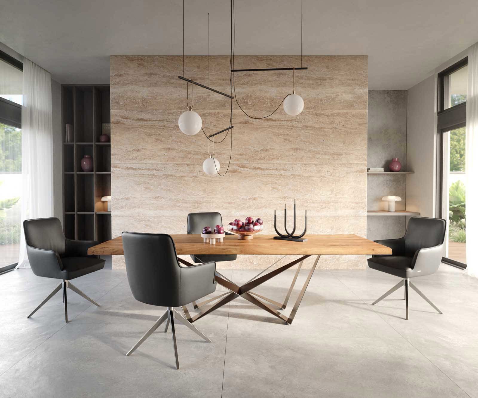 Drehstuhl Heira-Flex mit Armlehnen Echt-Leder Schwarz Kreuzgestell breit Edelstahl 360° drehbar Taschenfederkern 4 Drehstuhl Heira-Flex mit Armlehnen Echt-Leder Schwarz Kreuzgestell breit Edelstahl 360° drehbar Taschenfederkern 4