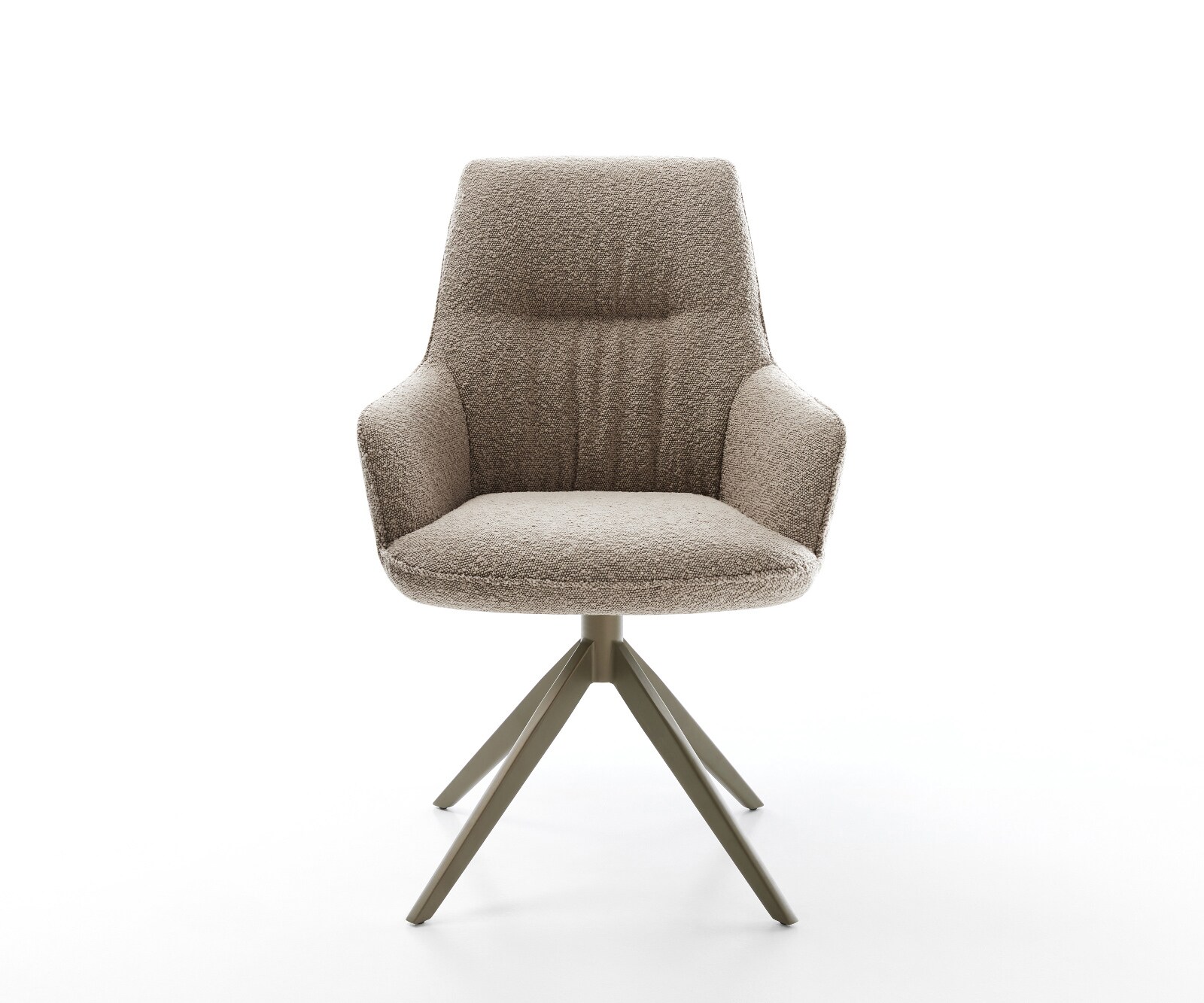 Chaise-pivotante Zelia-Flex avec accoudoirs bouclé boue pied croisé large aspect titane pivotement sur 360° fonction bascule ressorts ensachés 1