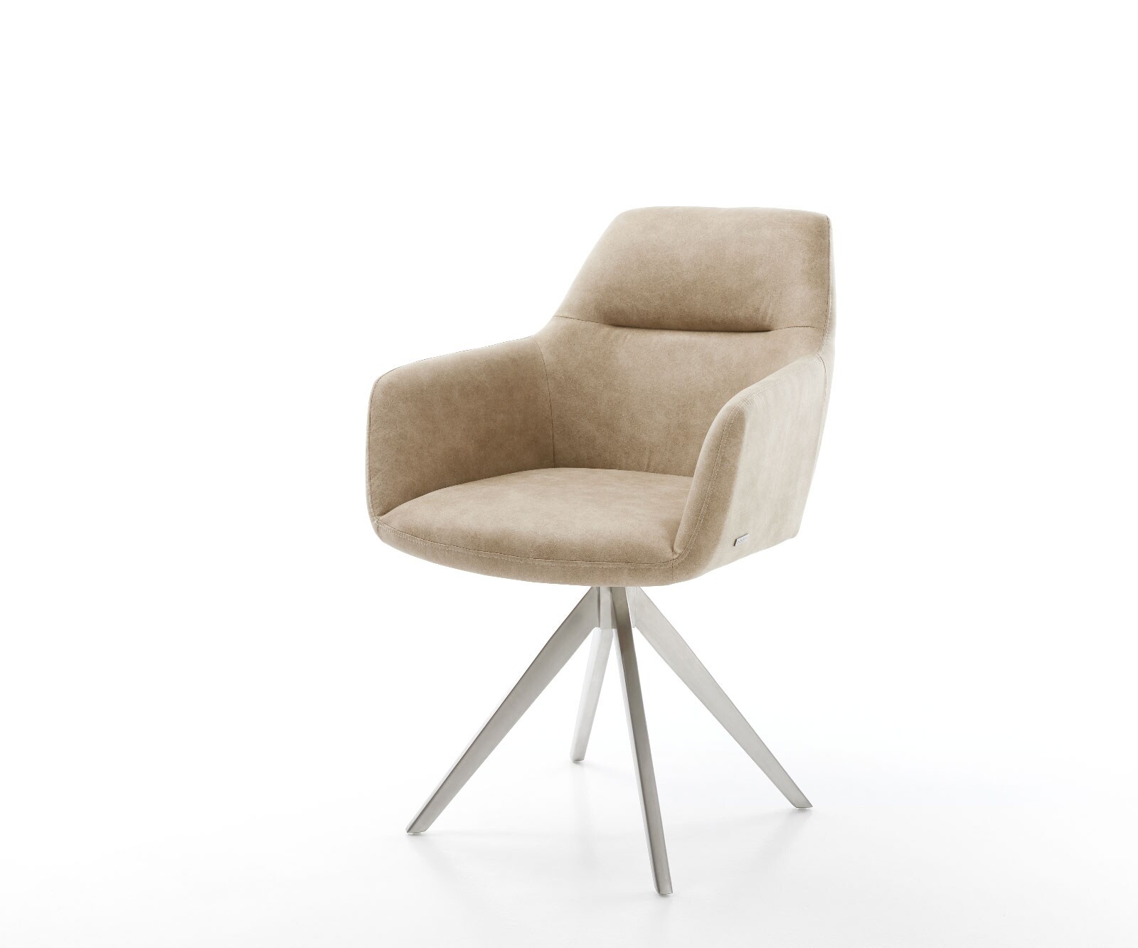 Drehstuhl Pejo-Flex Beige Vintage Kreuzgestell kantig Edelstahl 180° drehbar