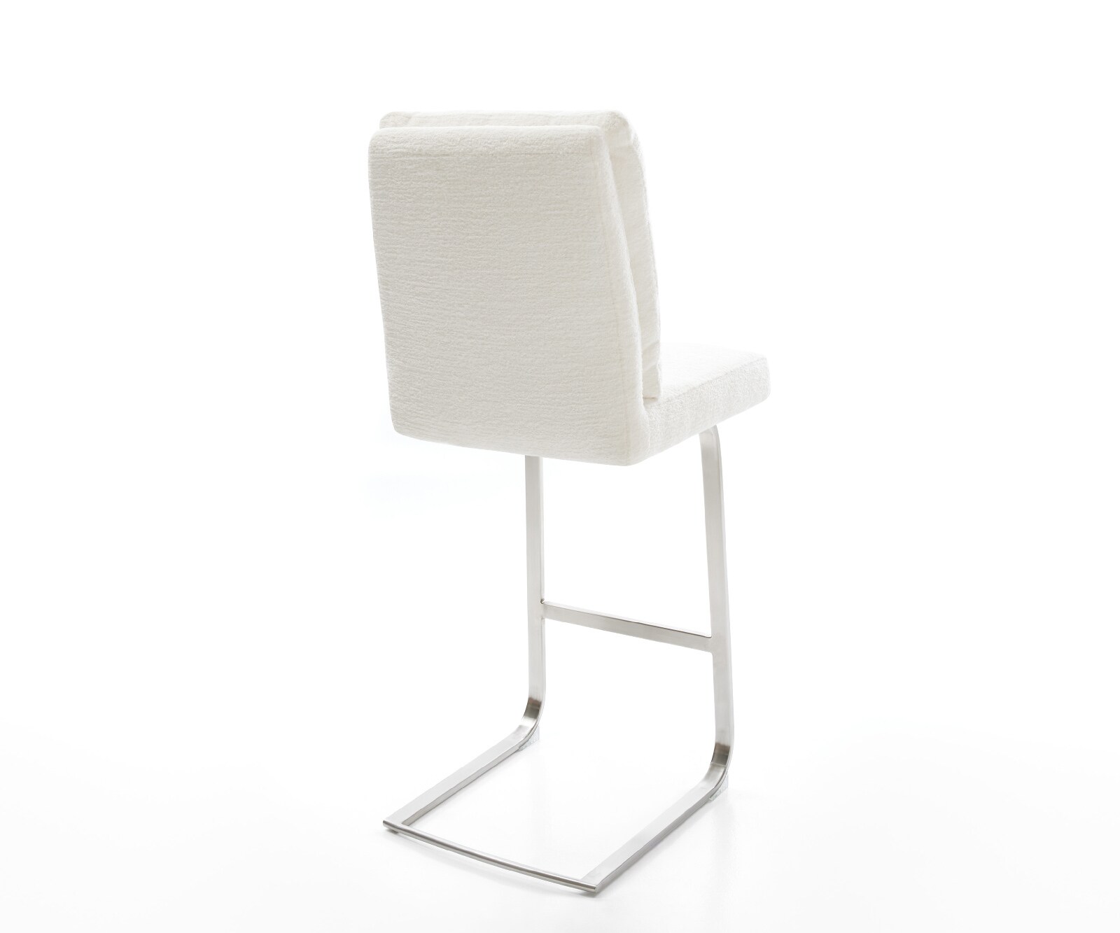Chaise-de-bar Pela-Flex Bouclé doux Beige Pied cantilever acier inoxydable Argent 5