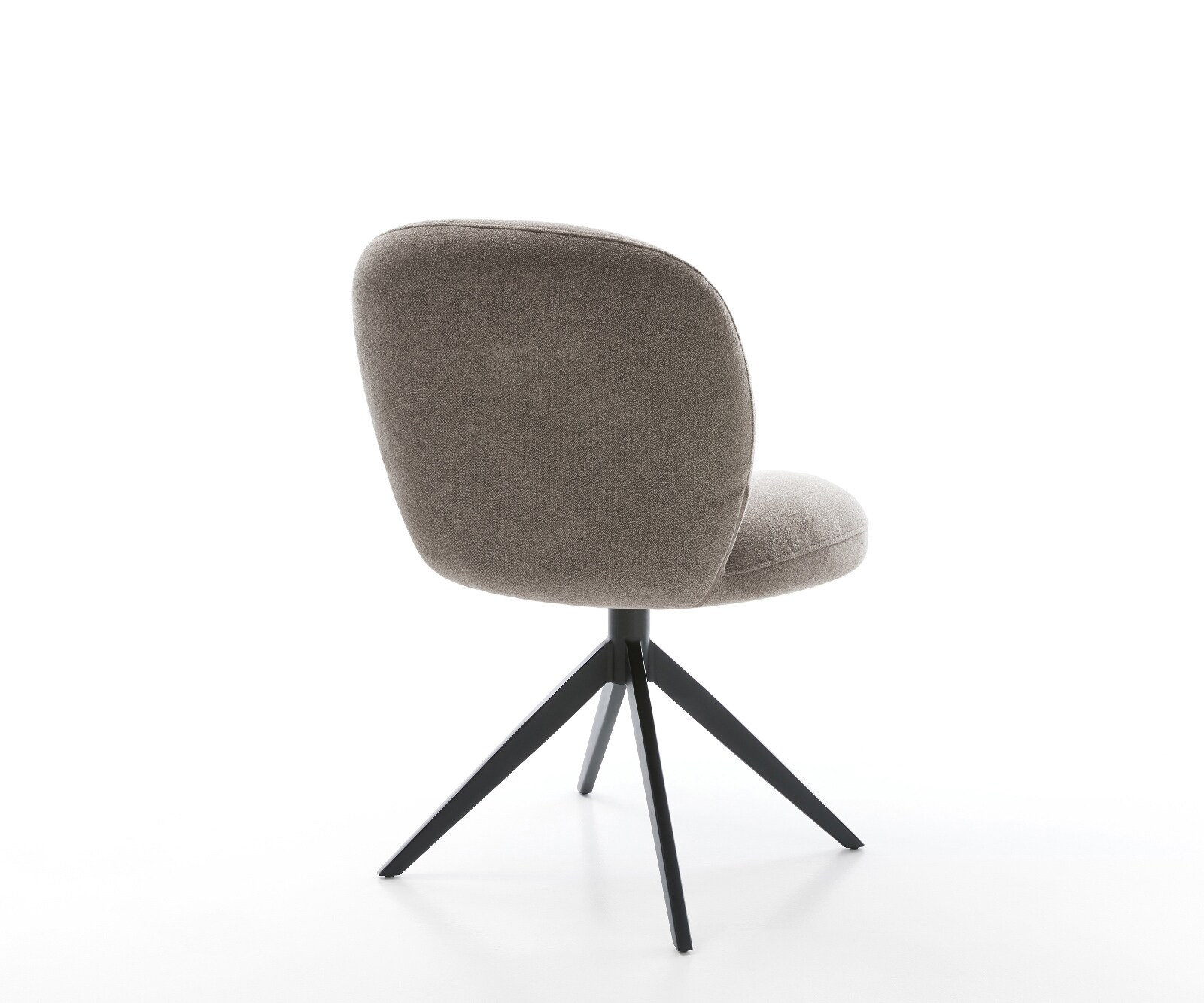 Chaise-pivotante Nube-Flex tissu structuré doux taupe pied croisé large noir pivotement sur 360° fonction bascule ressorts ensachés 4