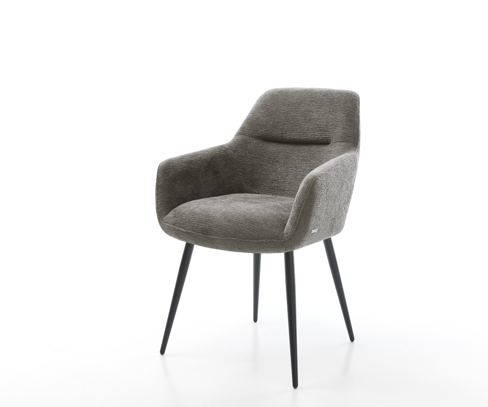 Esszimmerstuhl Pejo-Flex Bouclé Soft Schlamm 4-Fuß konisch Schwarz Taschenfederkern 1