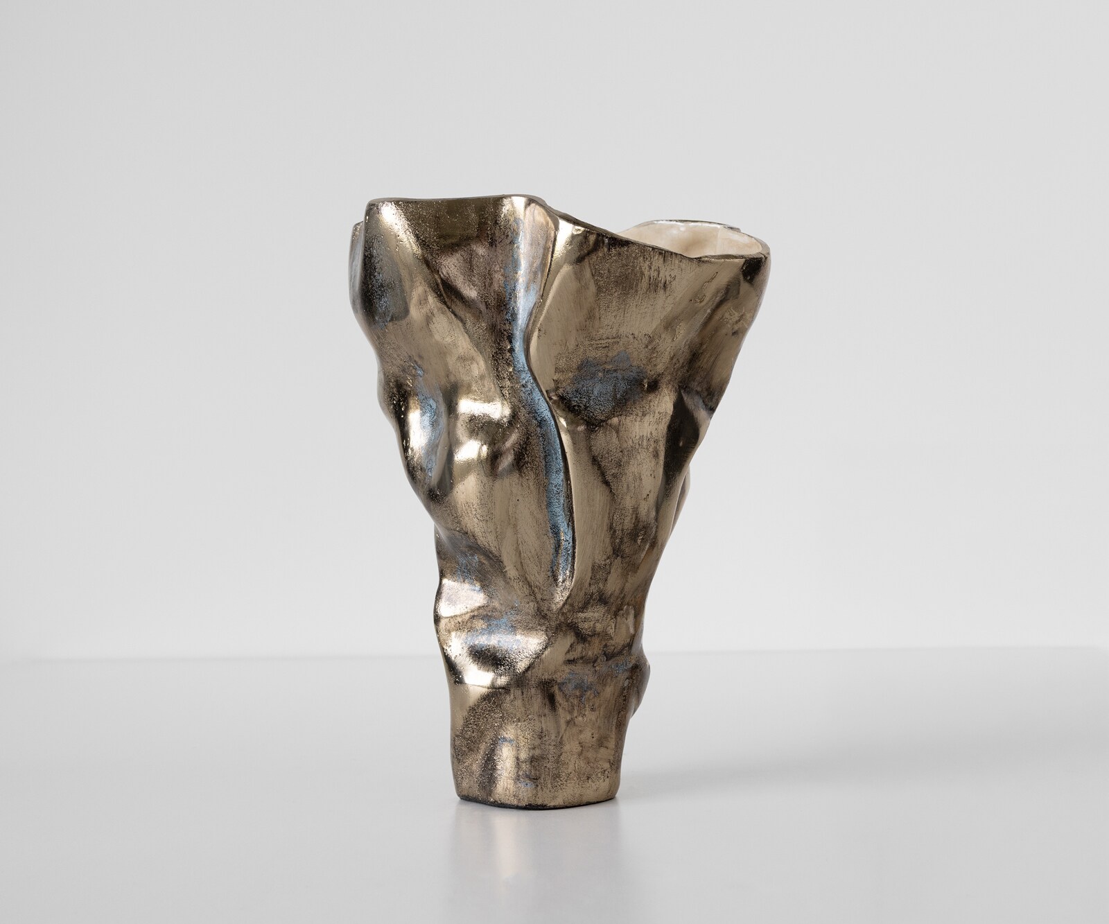 Vase Mimoro B28 x T24 x H38 cm Aluminium Laguna Antica Handgemacht