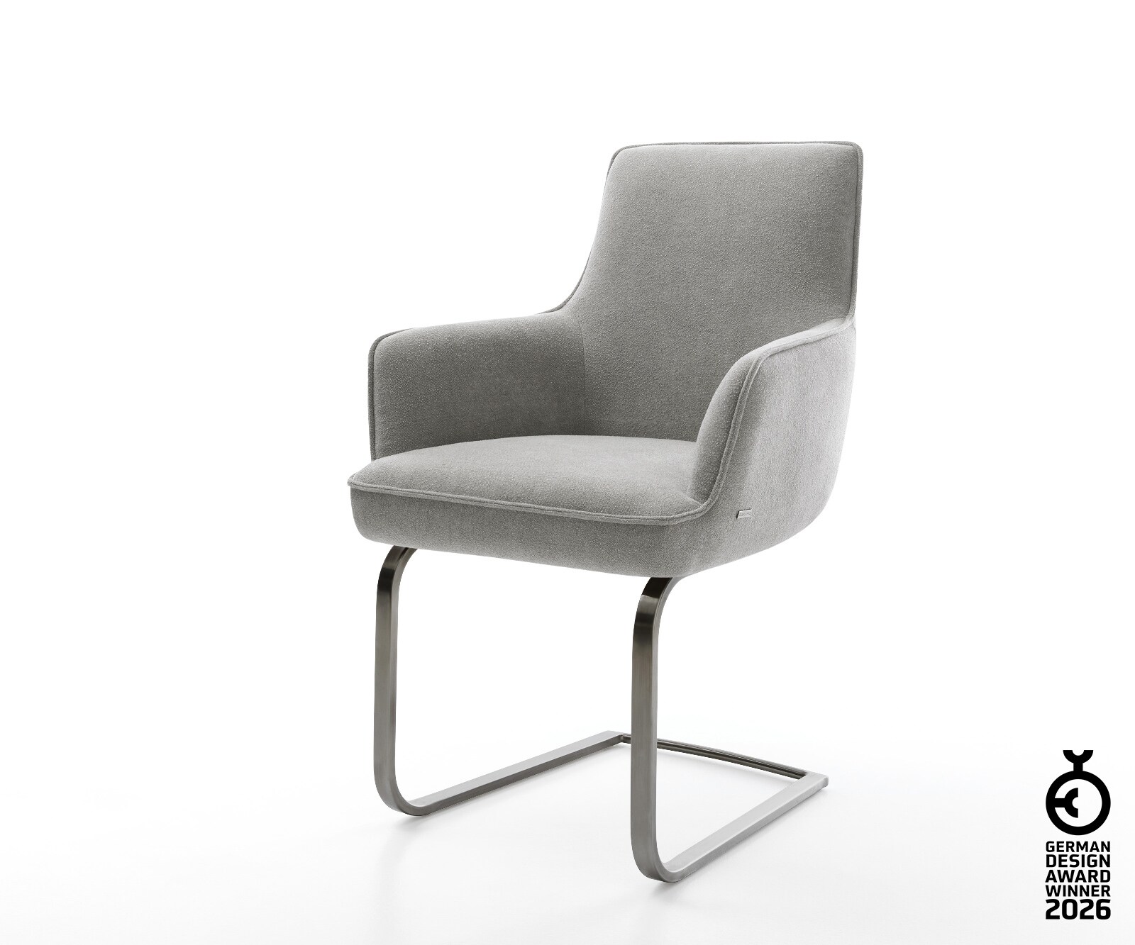 Freischwinger Heira-Flex mit Armlehnen Strukturstoff Soft Grau Freischwinger flach Graphit Taschenfederkern