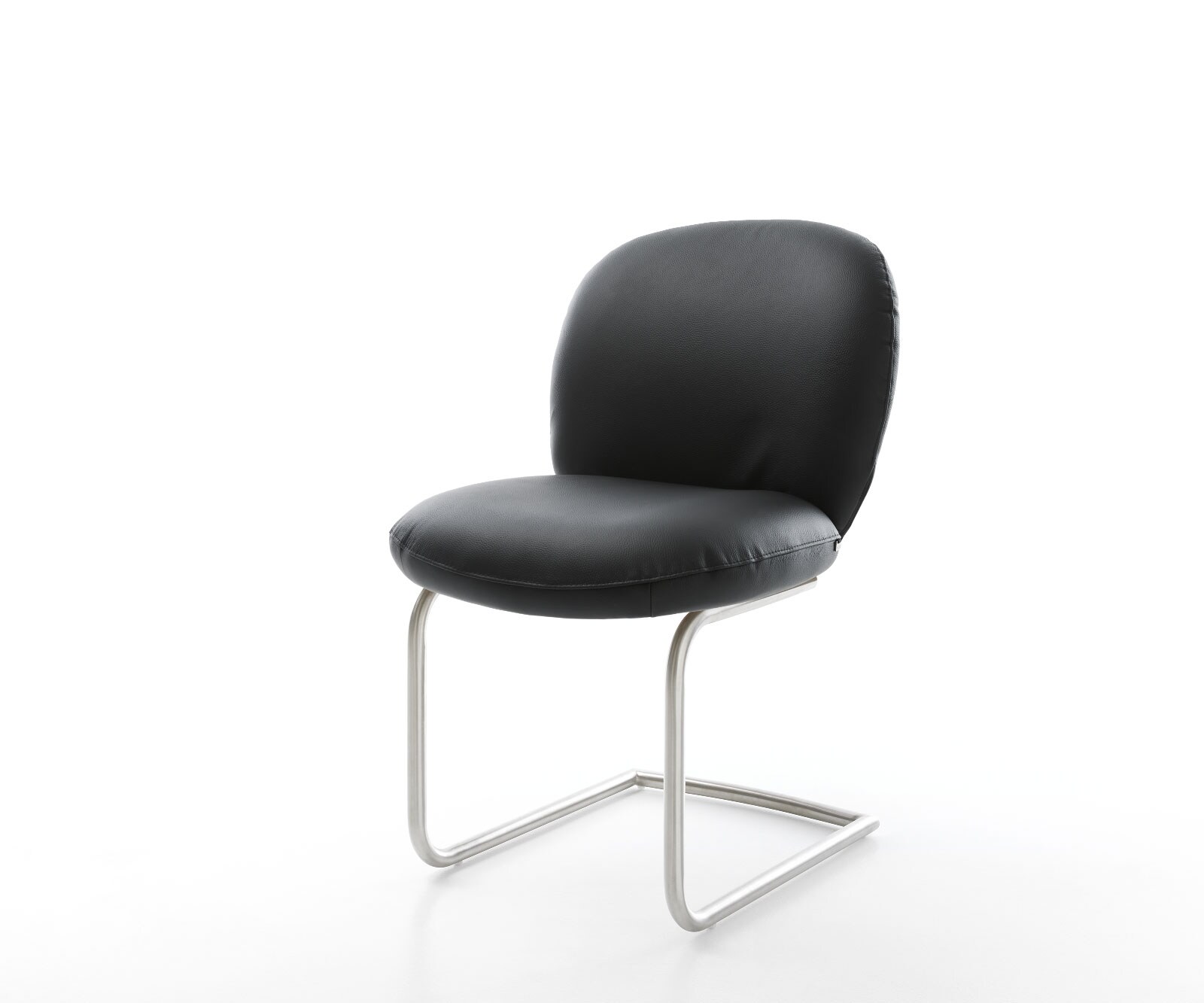 Freischwinger Nube-Flex Echt-Leder Schwarz Freischwinger rund Edelstahl Taschenfederkern
