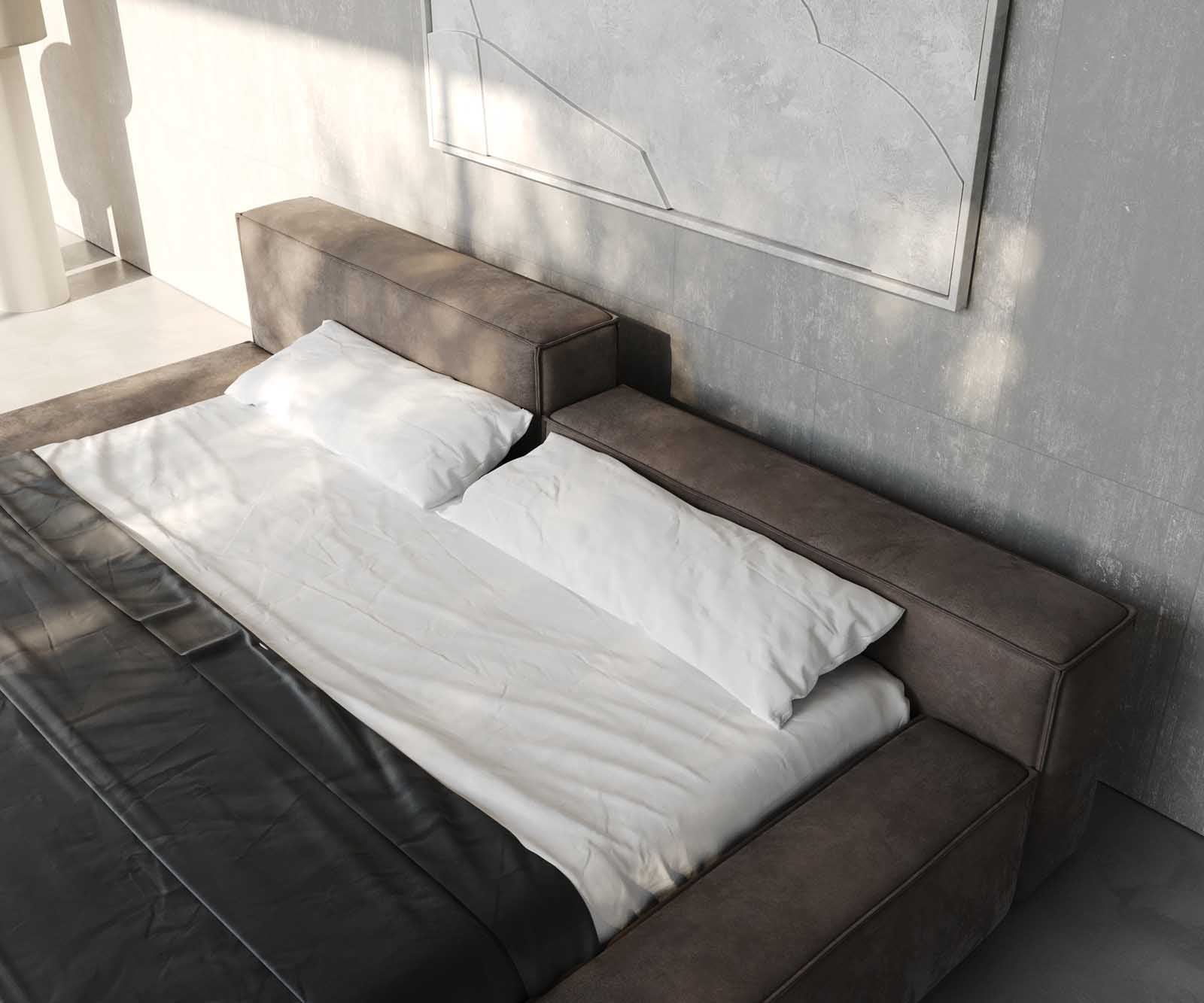 Polsterbettgestell Kalinea 180x200 cm Mikrofaser Taupe Vintage 5 Polsterbettgestell Kalinea 180x200 cm Mikrofaser Taupe Vintage 5