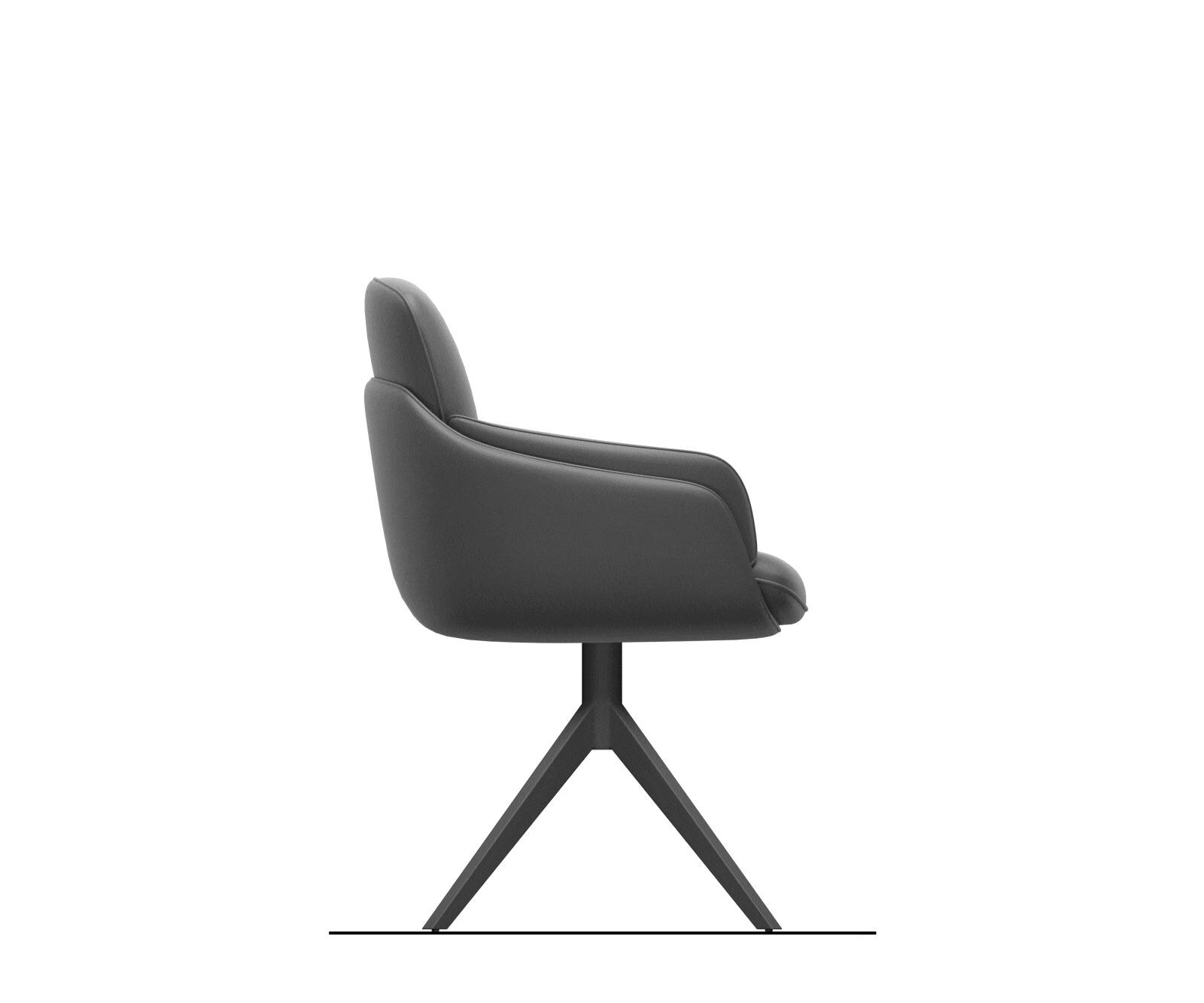 Drehstuhl Luan-Flex mit Armlehnen Webstoff Soft Beige Kreuzgestell breit Effektfinish Titan 360° drehbar Wippfunktion 6
