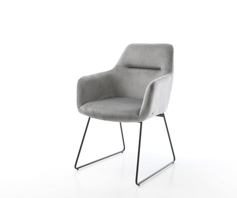 Chaise-de-salle-à-manger Pejo-Flex velours gris pied trapèze noir ressorts ensachés