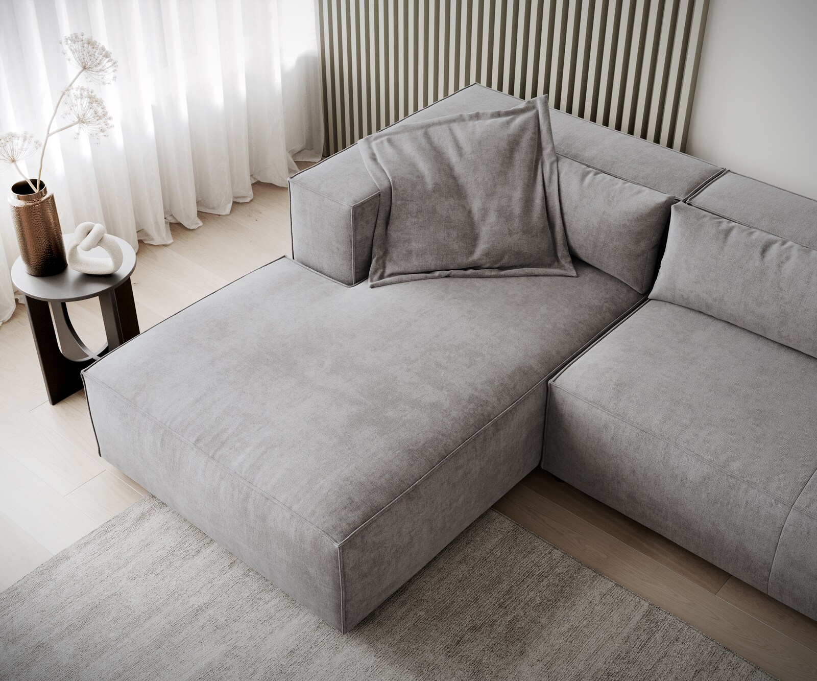 Eckcouch Brom 260x175 cm Mikrofaser Grau Recamiere links 5