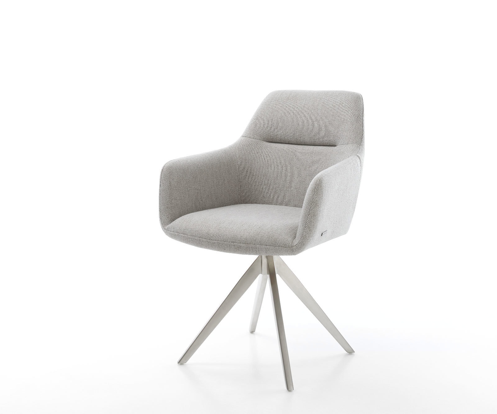 Esszimmerstuhl Pejo-Flex Stripes Hellgrau Kreuzgestell kantig Edelstahl Taschenfederkern 1