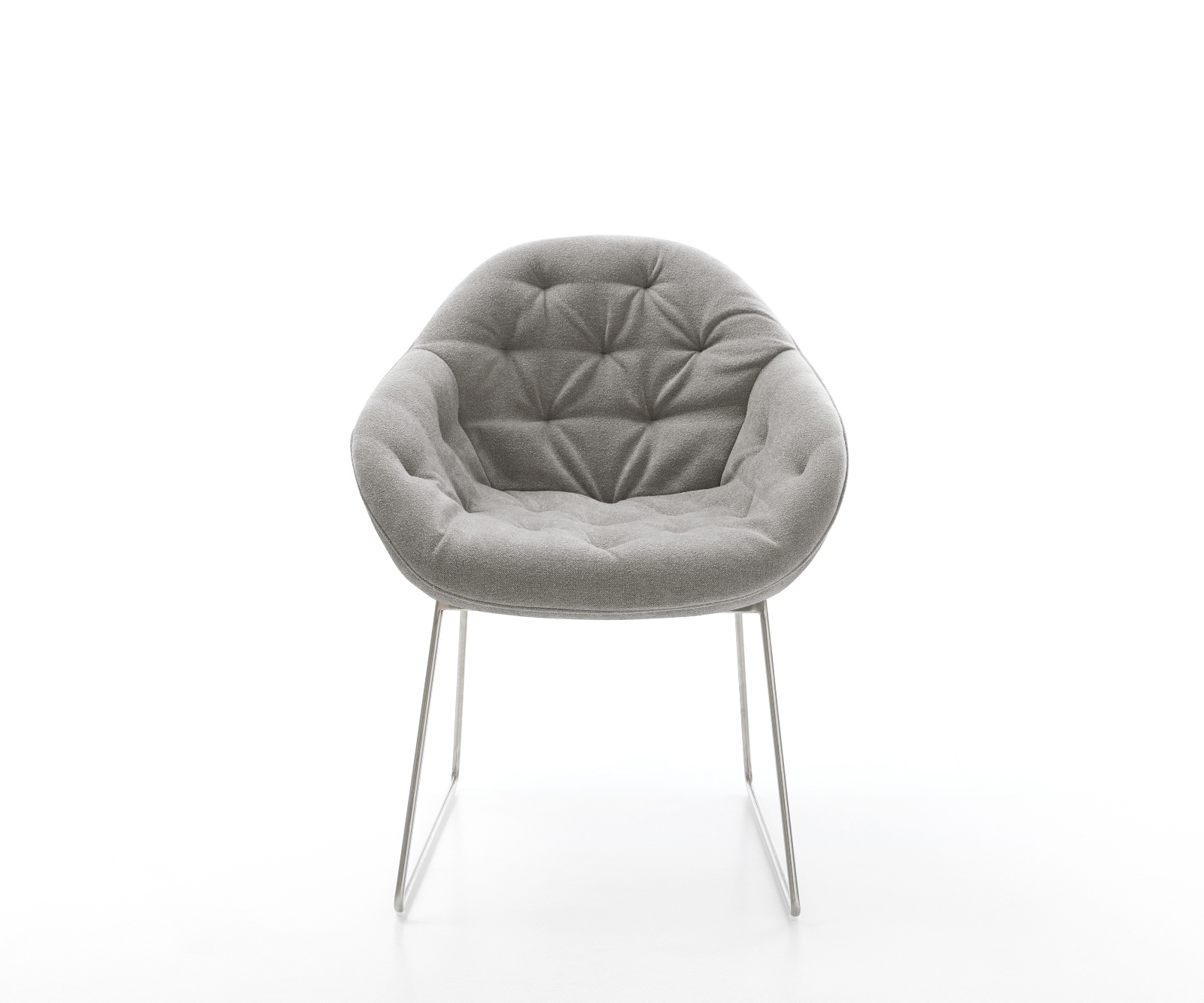 Chaise-de-salle-à-manger Gaio-Flex tissu structuré doux gris pied trapèze acier inoxydable 2