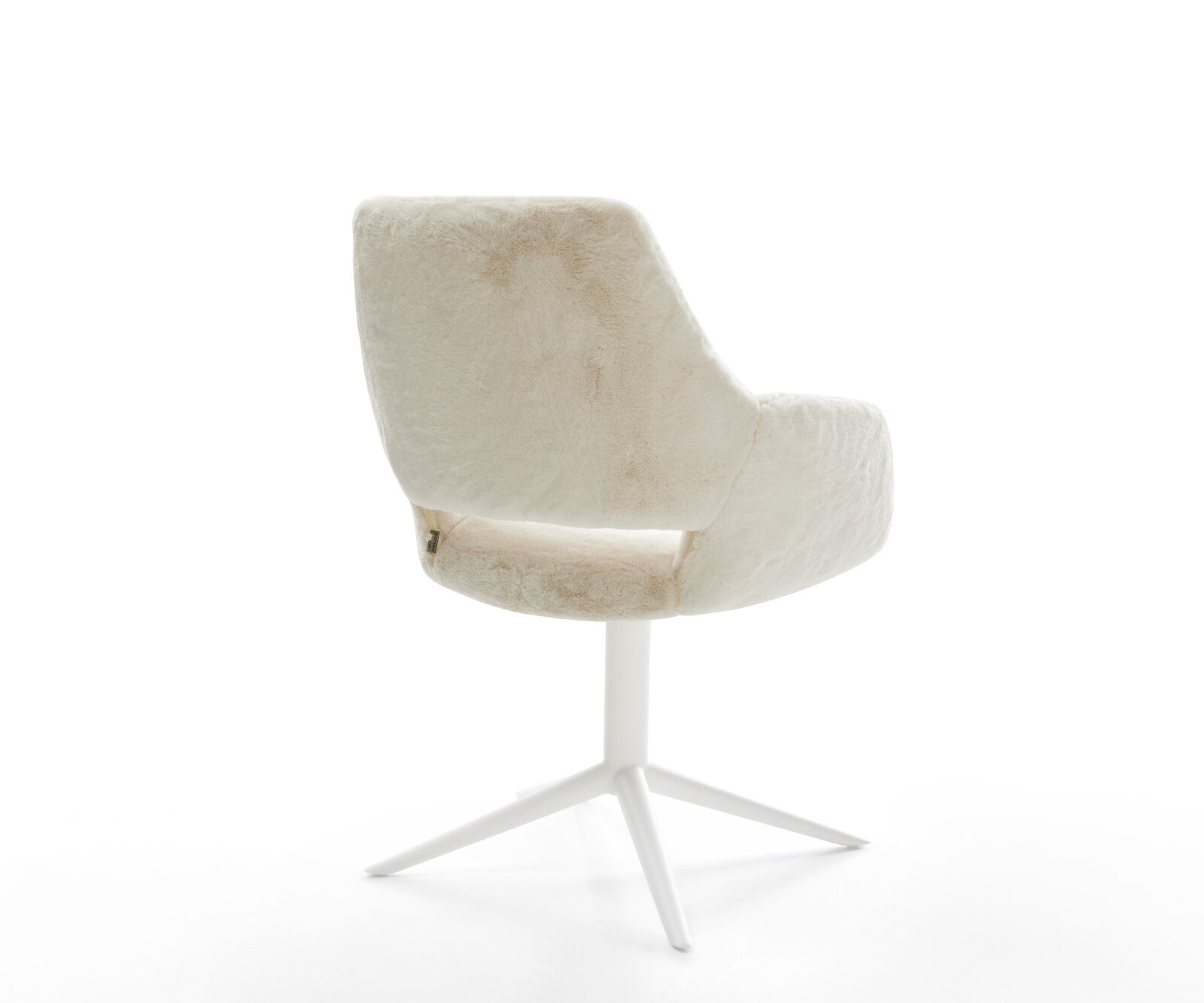 Chaise-pivotante Yago-Flex avec accoudoirs peluche crème-blanc pied de chaise 4 branches blanc pivotement sur 360° fonction bascule resorts ensachés 4