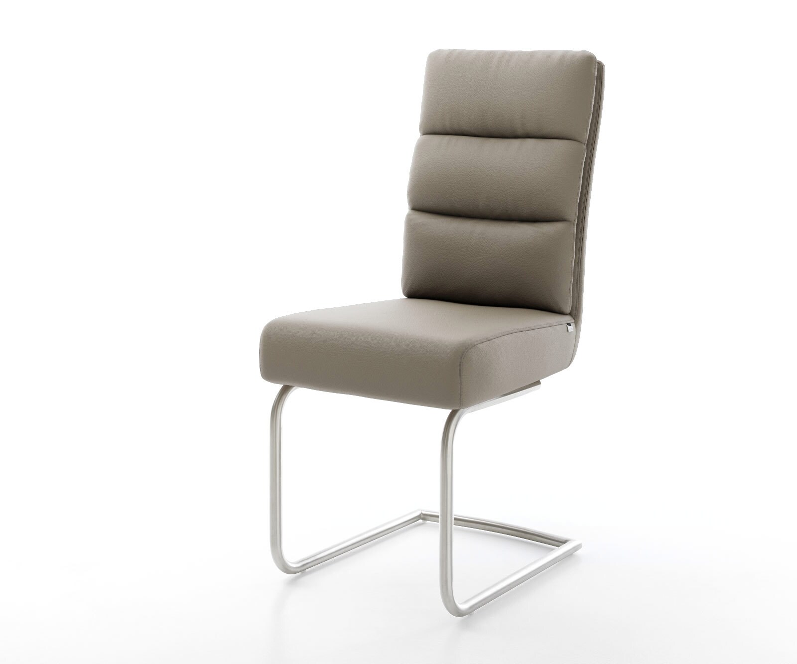 Cantilever Pela-Flex cuir de vache couleur boue pied cantilever rond acier inoxydable brossé ressorts ensachés
