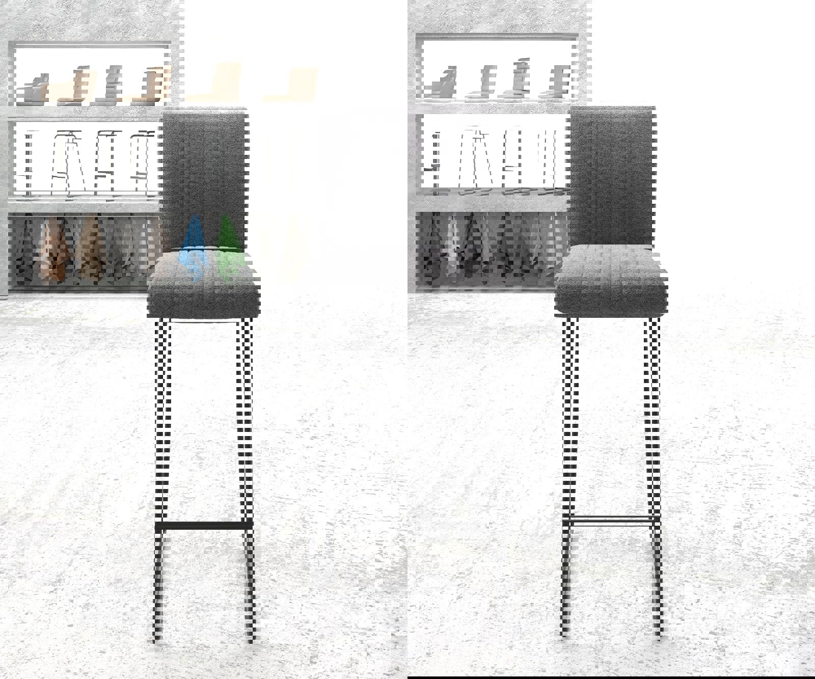 Barstuhl Luiga-Flex Strukturstoff Hellgrau Kufengestell Metall 1 Barstuhl Luiga-Flex Strukturstoff Hellgrau Kufengestell Metall 1