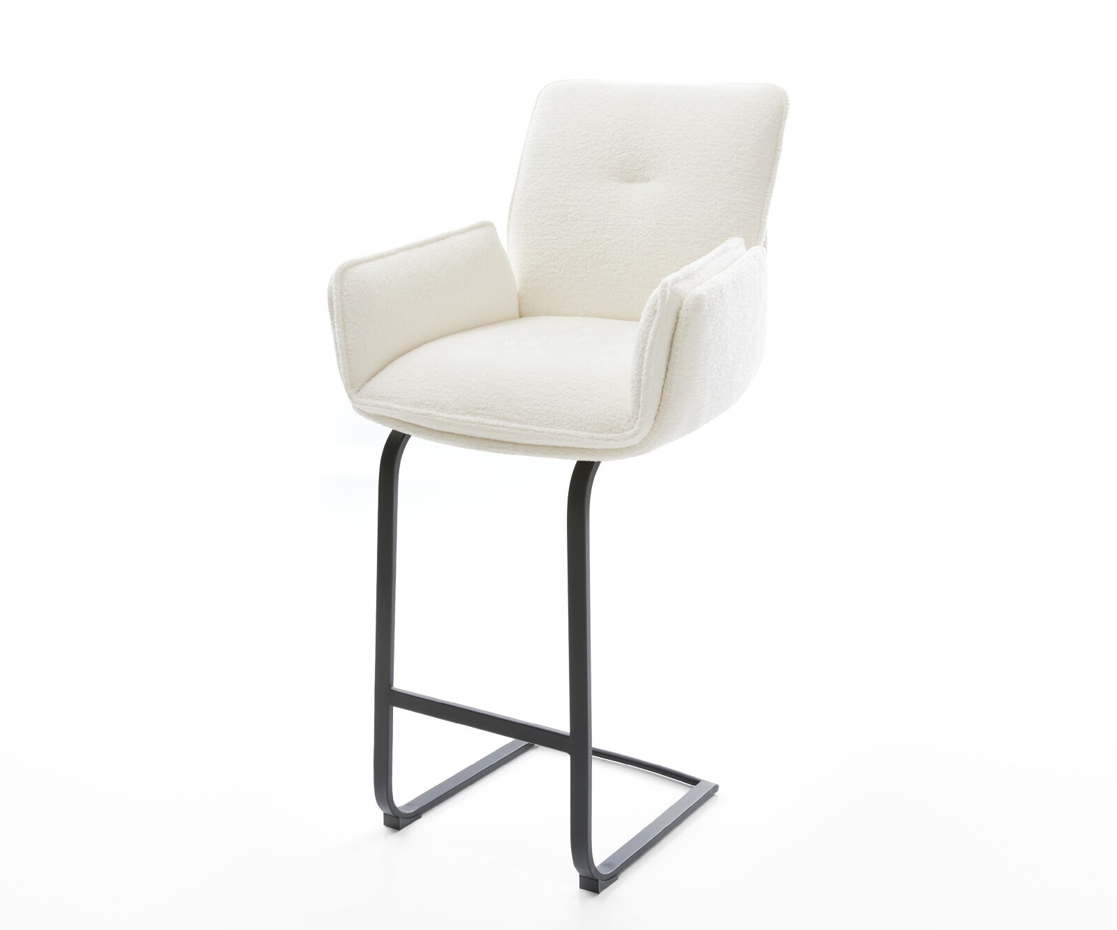 Barstuhl Nela-Flex Bouclé Soft Beige Freischwinger Flach Metall Schwarz 1