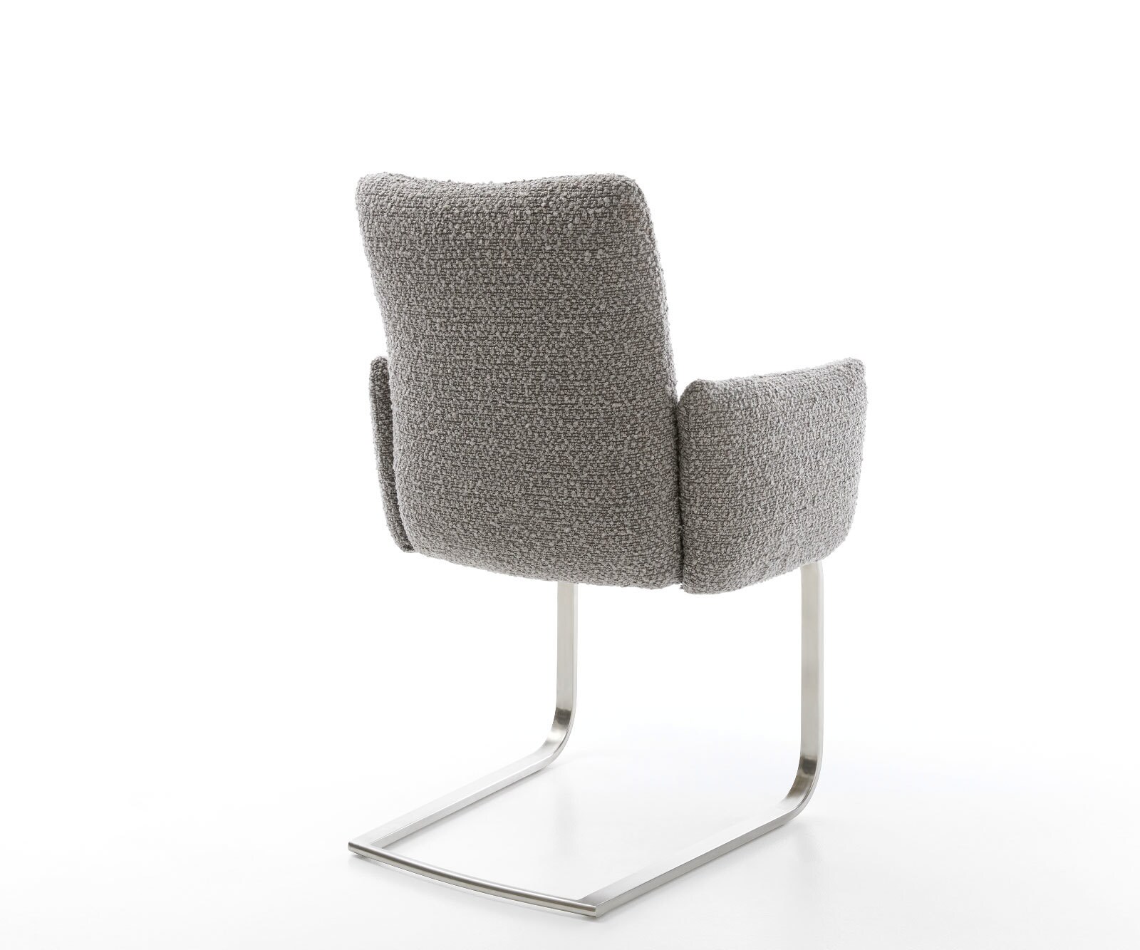 Freischwinger Jova-Flex mit Armlehnen Bouclé Silbergrau Freischwinger flach Edelstahl Taschenfederkern 4