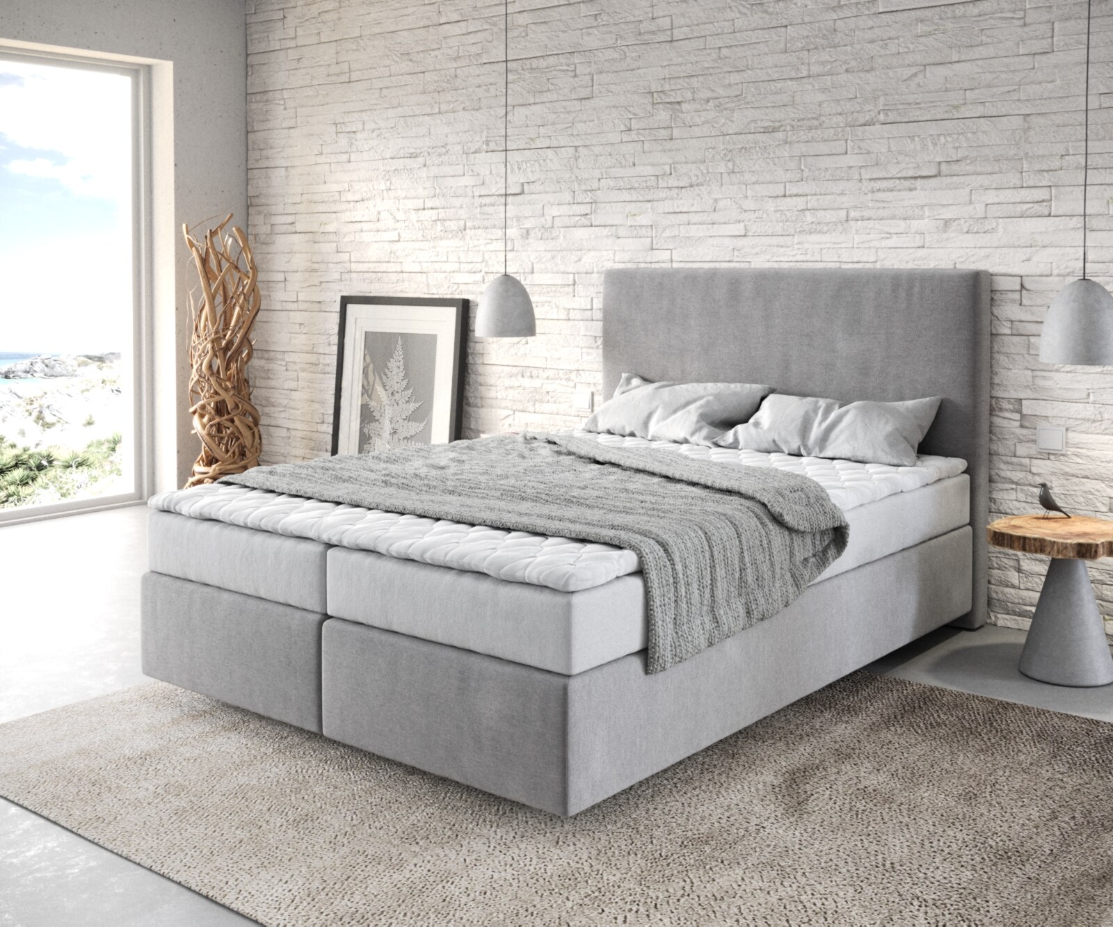 Lit-à-sommier-tapissier Dream-Well 140x200 cm noir avec matelas et surmatelas  5