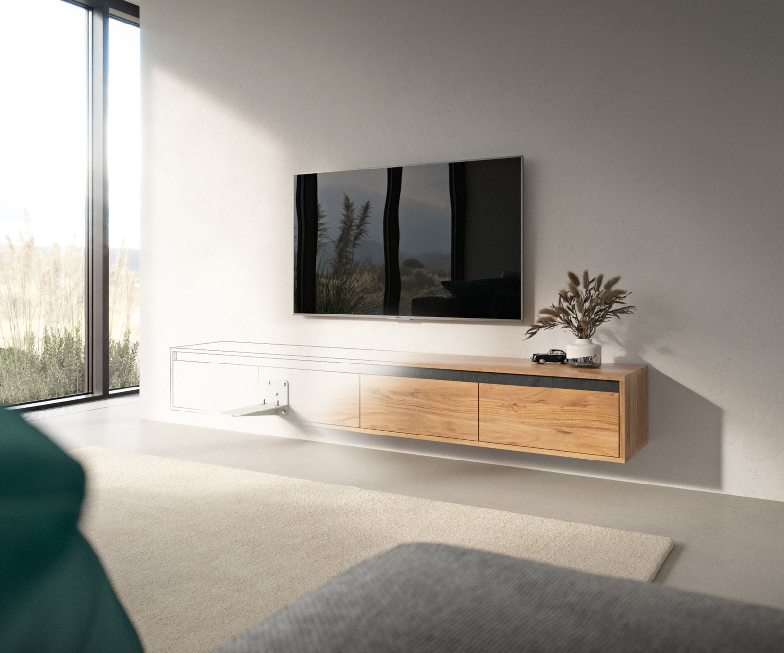 Wandbefestigung Wandkonsole Lowboards 2er Set Schwebend TV-Tisch  Wandbefestigung Wandkonsole Lowboards 2er Set Schwebend TV-Tisch