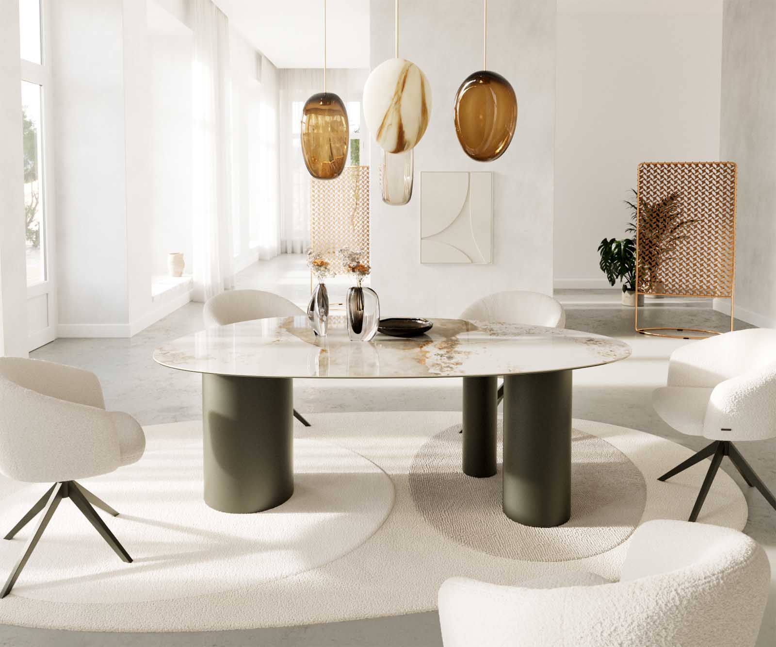 Esstisch Edge Oval 220x120 Keramik Minas Melange Weiß-Beige Troa Metall Effektfinish Titan 1 Esstisch Edge Oval 220x120 Keramik Minas Melange Weiß-Beige Troa Metall Effektfinish Titan 1