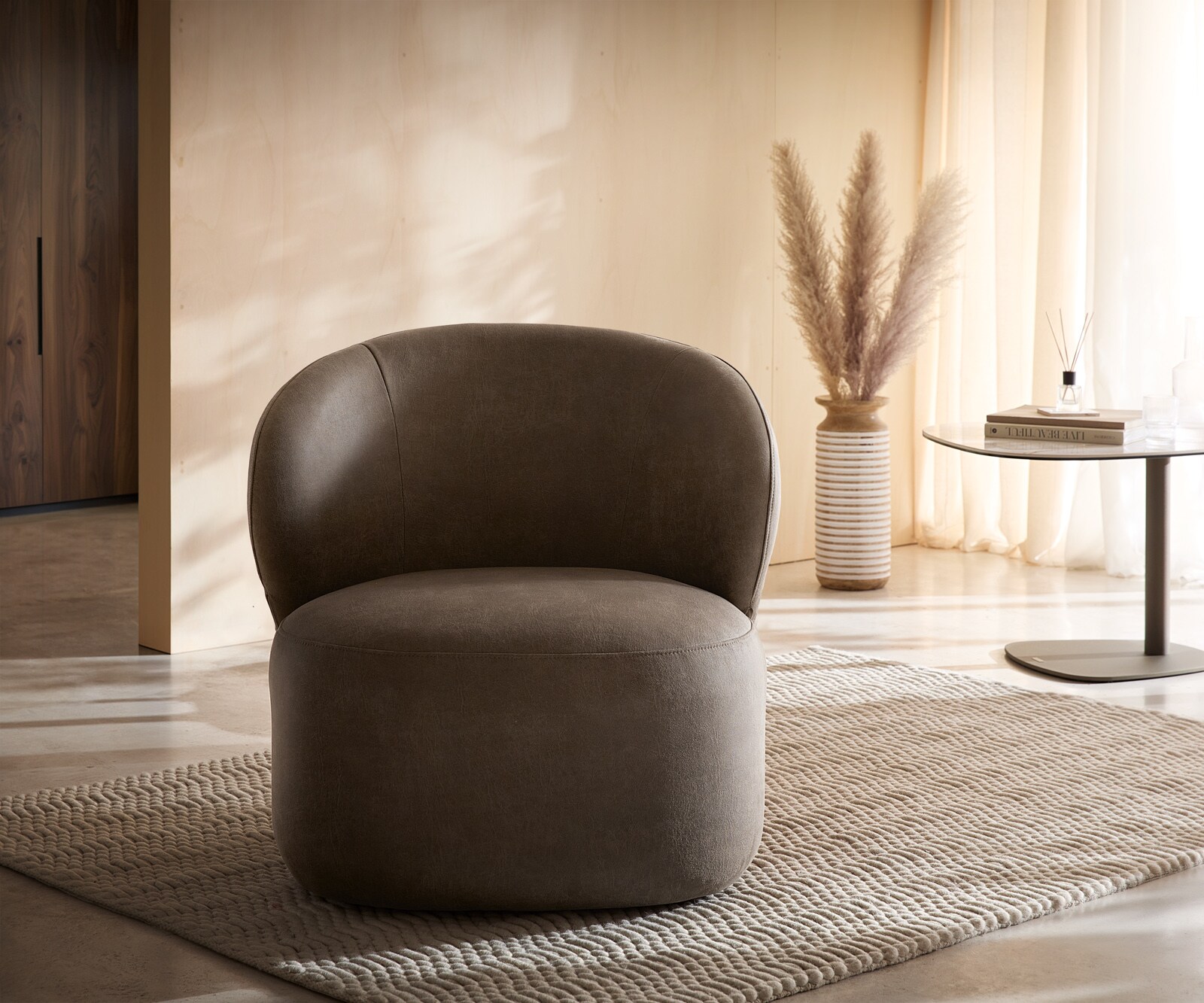 Loungesessel Pulo 80x80 cm Mikrofaser Taupe Vintage 5