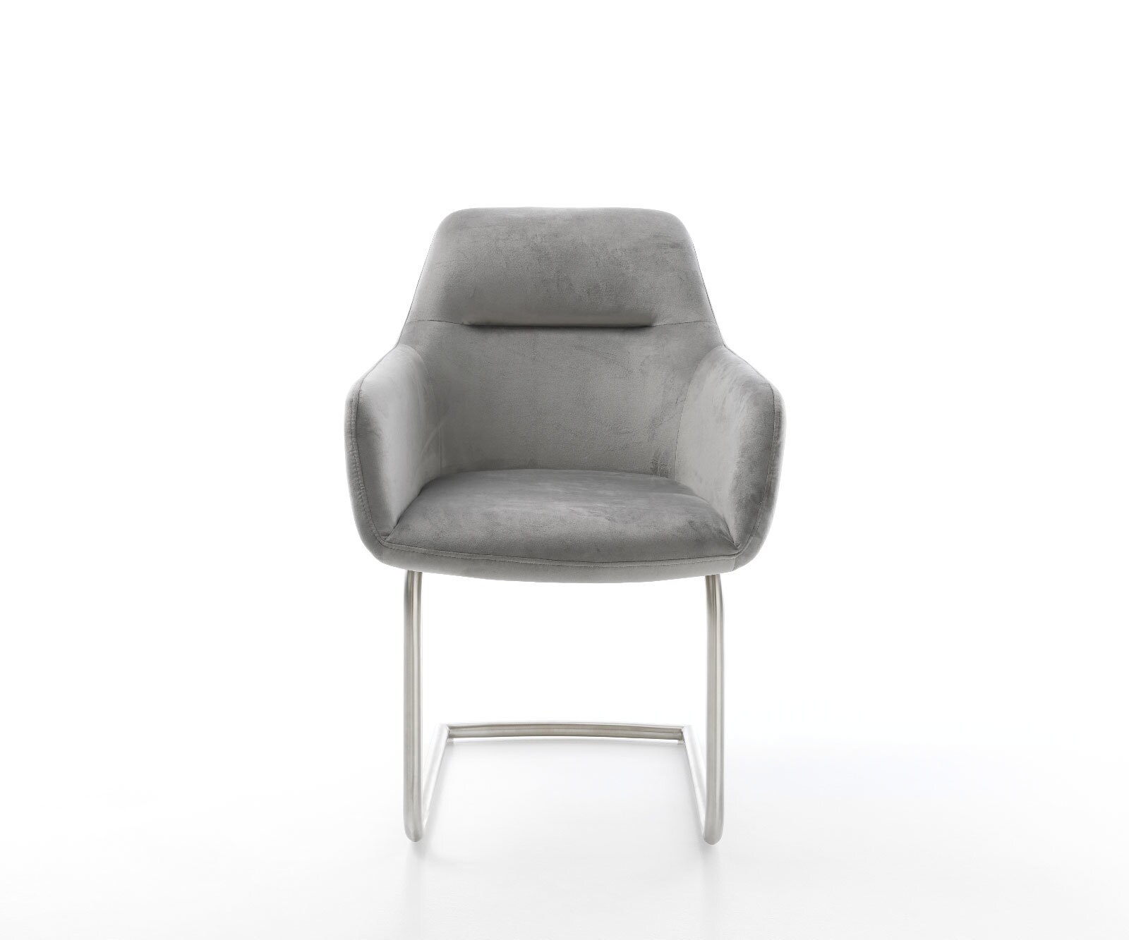 Cantilever Pejo-Flex velours gris pied cantilever rond acier inoxydable brossé ressorts ensachés 2