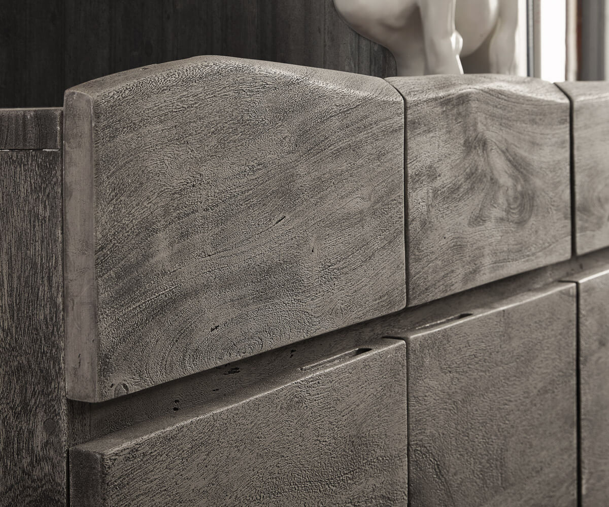Sideboard Live-Edge 172 cm Akazie Platin 4 Türen 4 Schübe 5