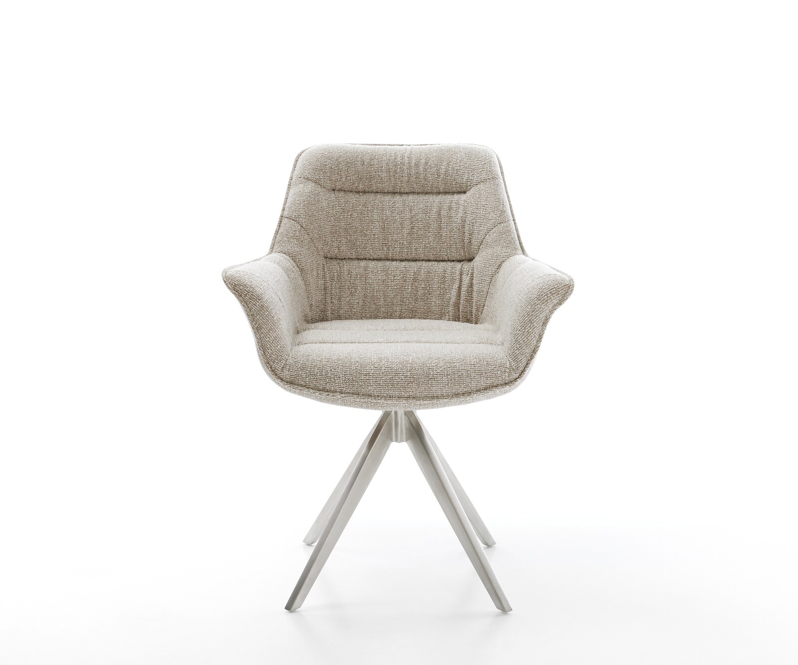 Drehstuhl Kaira-Flex Webstoff Soft Beige Kreuzgestell kantig Edelstahl 180° drehbar 2