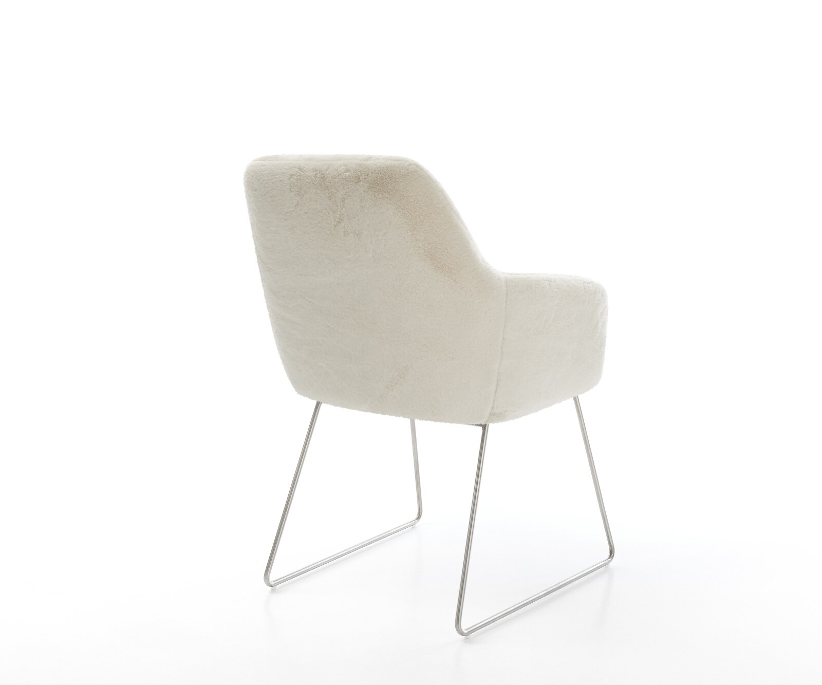 Esszimmerstuhl Pejo-Flex Plüsch Creme-Weiß Kufengestell Edelstahl Taschenfederkern 5