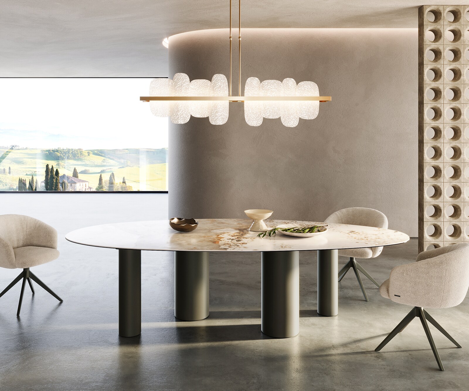 Piètement de table Pilier Métal finition effet titane pour plateaux à partir de 200 cm 2