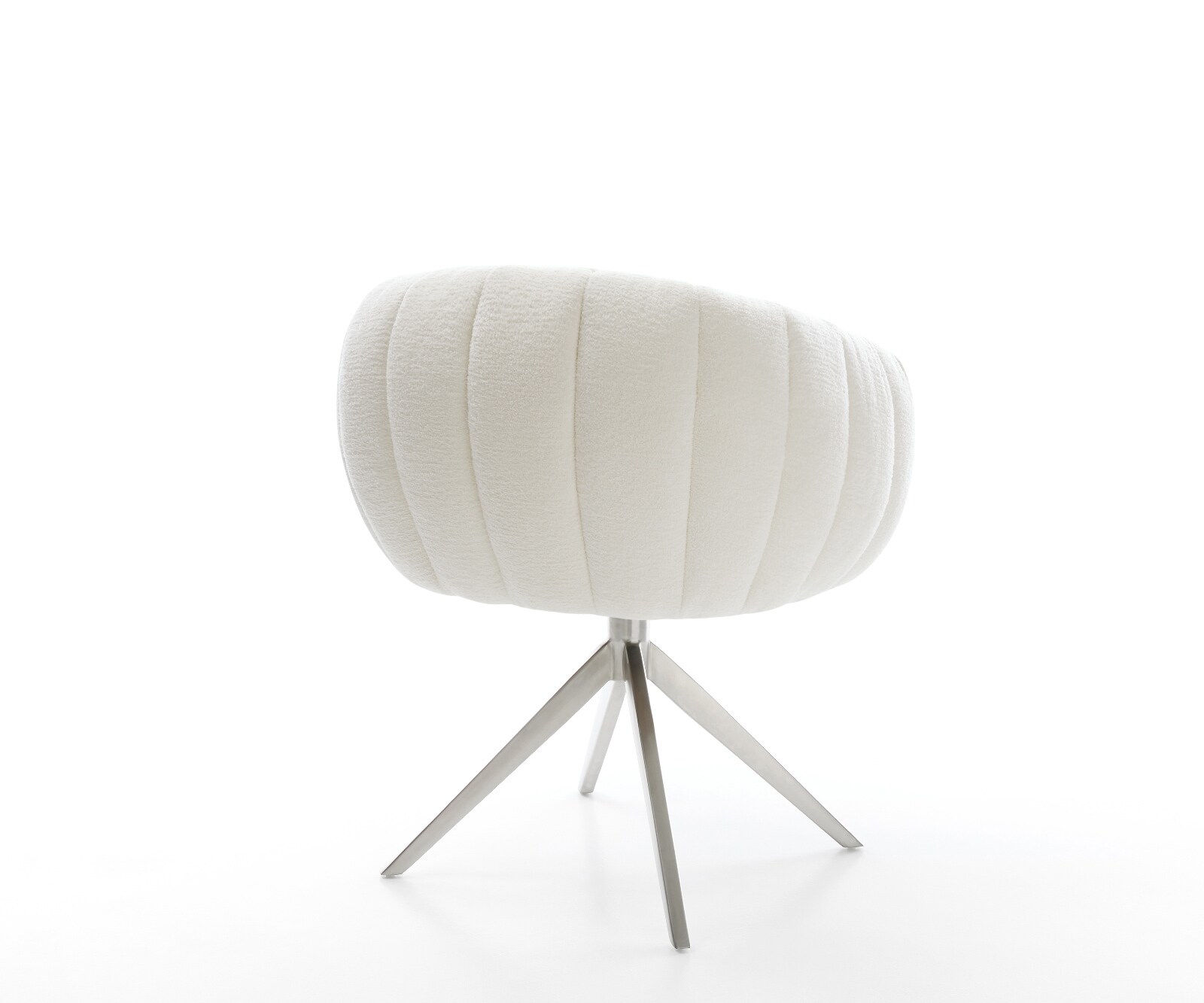 Drehstuhl Jada-Flex Bouclé Soft Beige Kreuzgestell breit Edelstahl 360° drehbar Wippfunktion Taschenfederkern 5