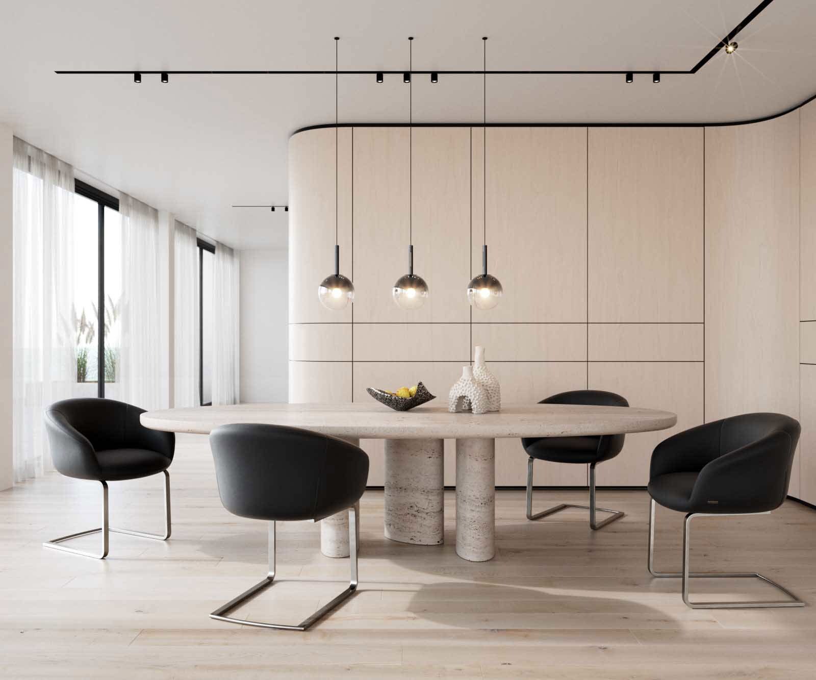 Cantilever Vinka-Flex avec accoudoirs cuir de vache noir pied cantilever plat acier inoxydable brossé ressorts ensachés 3