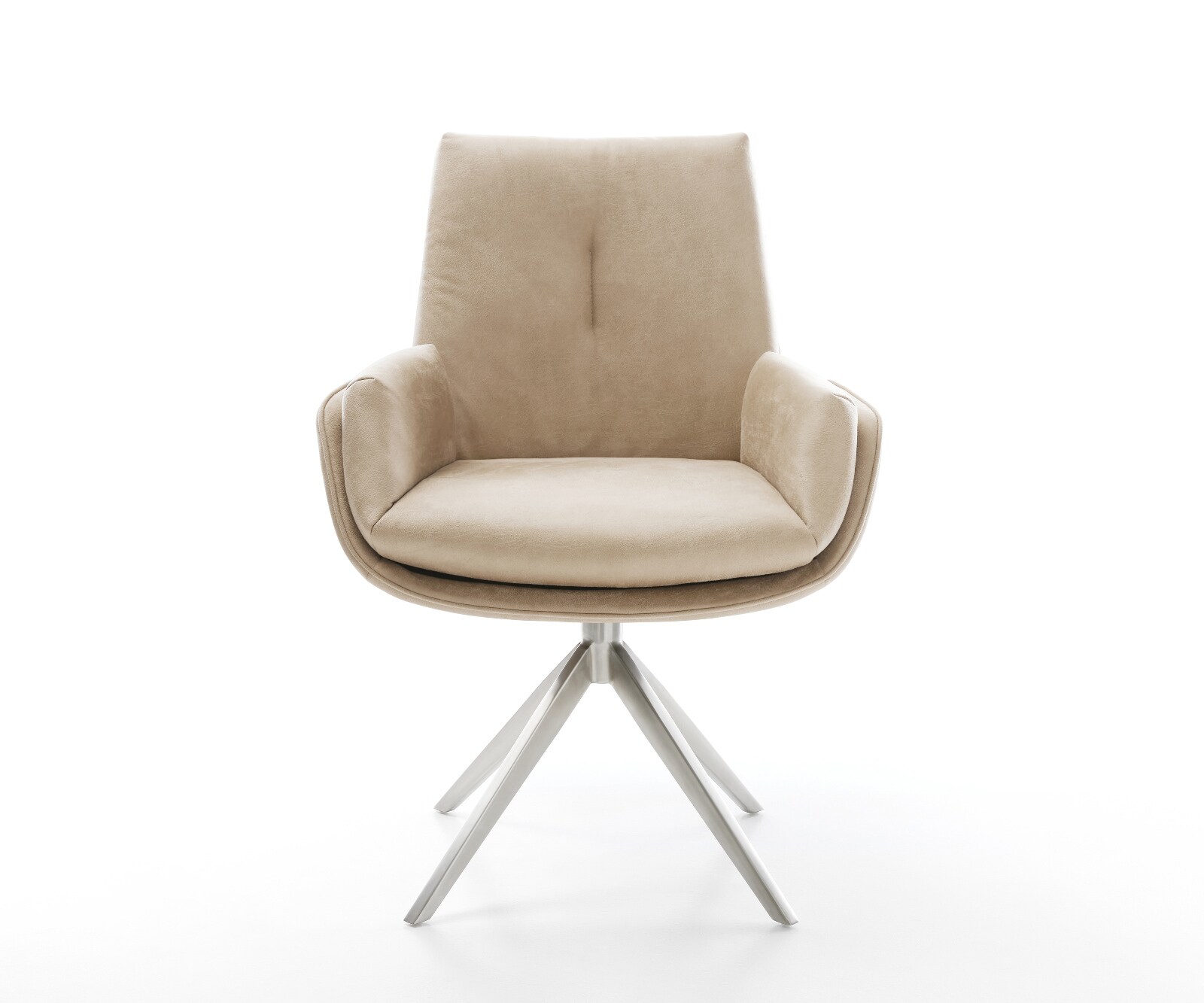 Drehstuhl Clea-Flex Mikrofaser Beige Vintage Kreuzgestell breit Edelstahl 360° drehbar Wippfunktion 3