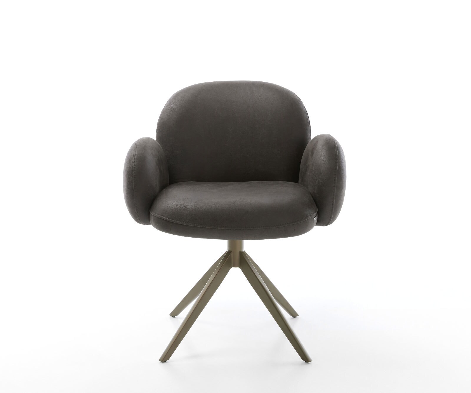 Drehstuhl Nube-Flex mit Armlehnen Mikrofaser Anthrazit Vintage Kreuzgestell breit Effektfinish Titan 360° drehbar Wippfunktion Taschenfederkern 1