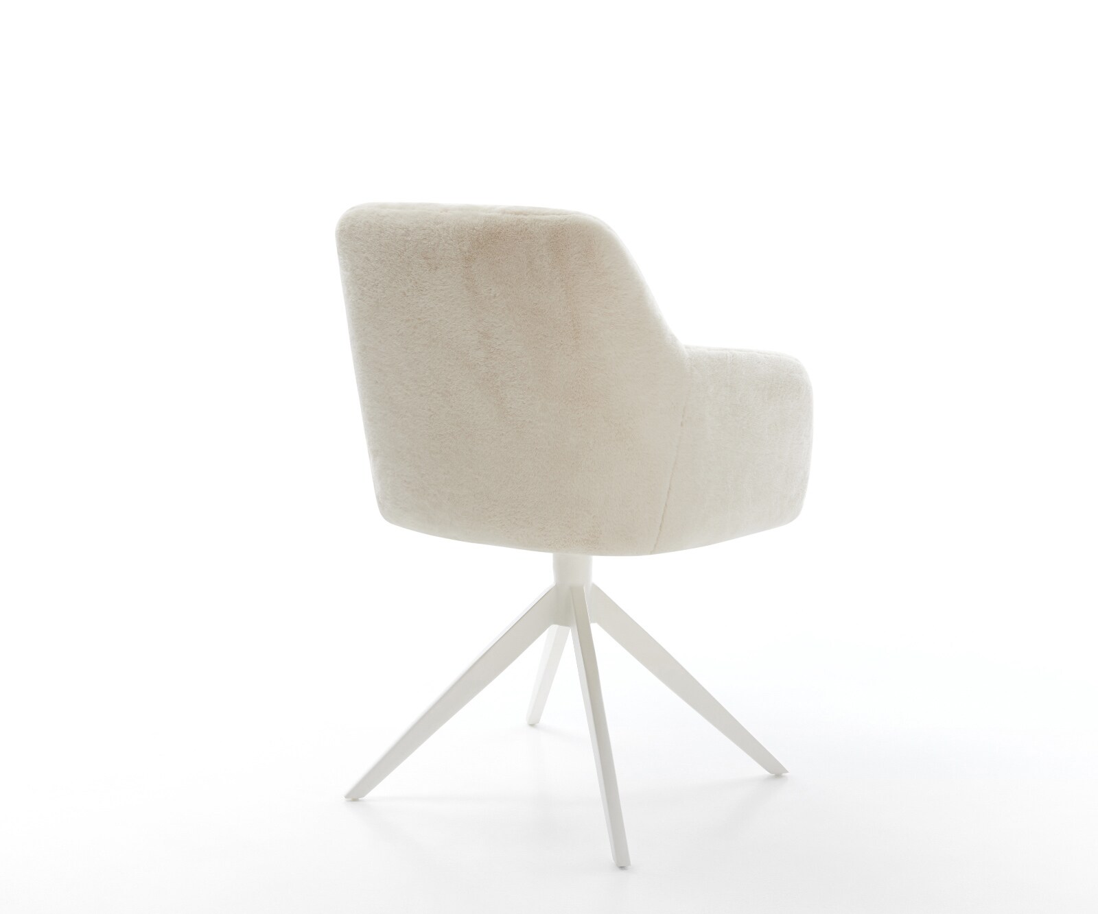 Drehstuhl Greg-Flex Plüsch Creme-Weiß Kreuzgestell breit Weiß 360° drehbar Wippfunktion Taschenfederkern 4