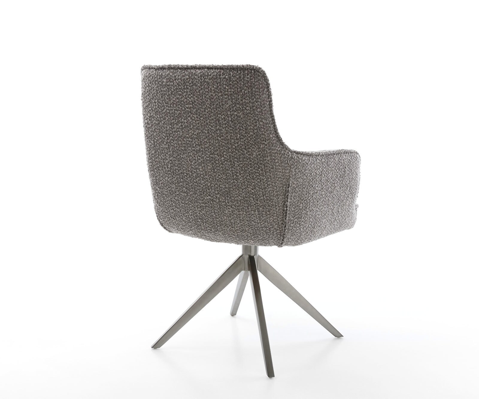 Drehstuhl Heira-Flex mit Armlehnen Bouclé Silbergrau Kreuzgestell breit Graphit 360° drehbar Wippfunktion Taschenfederkern 4