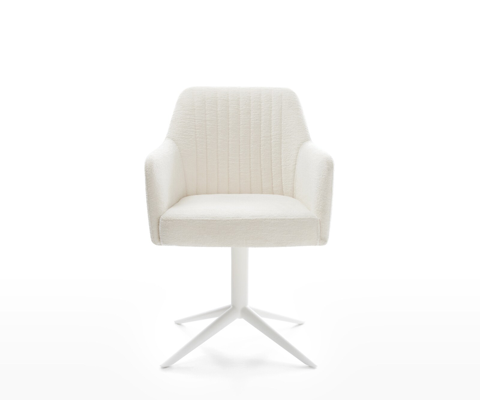 Drehstuhl Greg-Flex Bouclé Soft Beige Fußkreuz Weiß 360° drehbar Wippfunktion Taschenfederkern 1