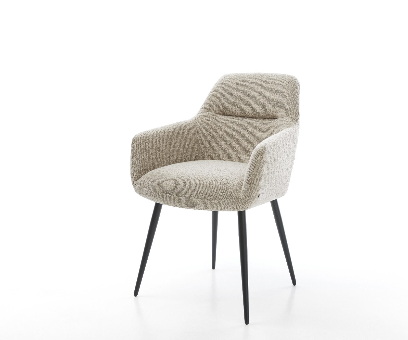 Esszimmerstuhl Pejo-Flex Webstoff Soft Beige 4-Fuß konisch Schwarz Taschenfederkern 1