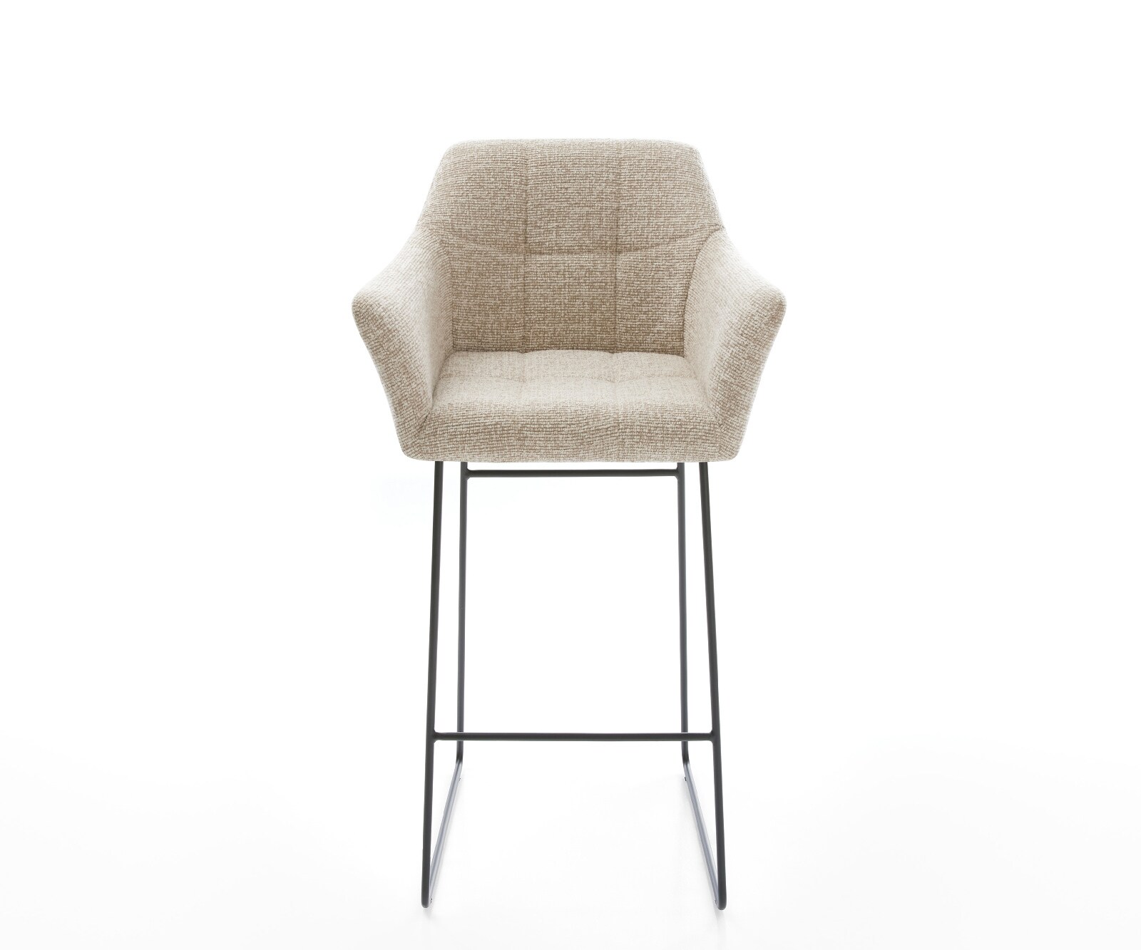Barstuhl Yulo-Flex Webstoff Soft Beige Kufengestell Metall Schwarz 1