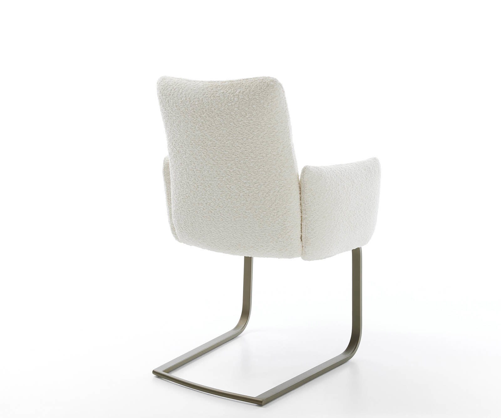 Freischwinger Jova-Flex mit Armlehnen Bouclé Weiß Freischwinger flach Effektfinish Titan Taschenfederkern 4 Freischwinger Jova-Flex mit Armlehnen Bouclé Weiß Freischwinger flach Effektfinish Titan Taschenfederkern 4