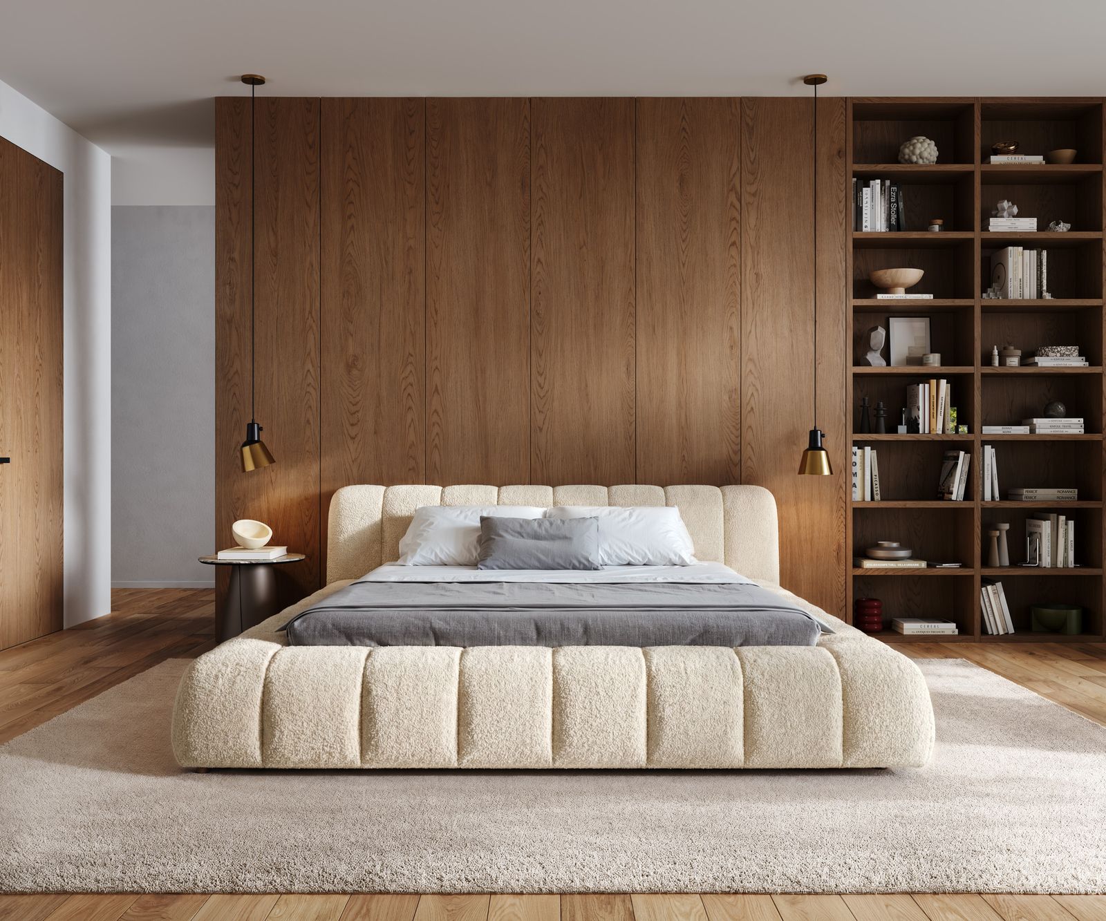 Polsterbettgestell Cutio 180x200 cm Teddystoff Beige 2