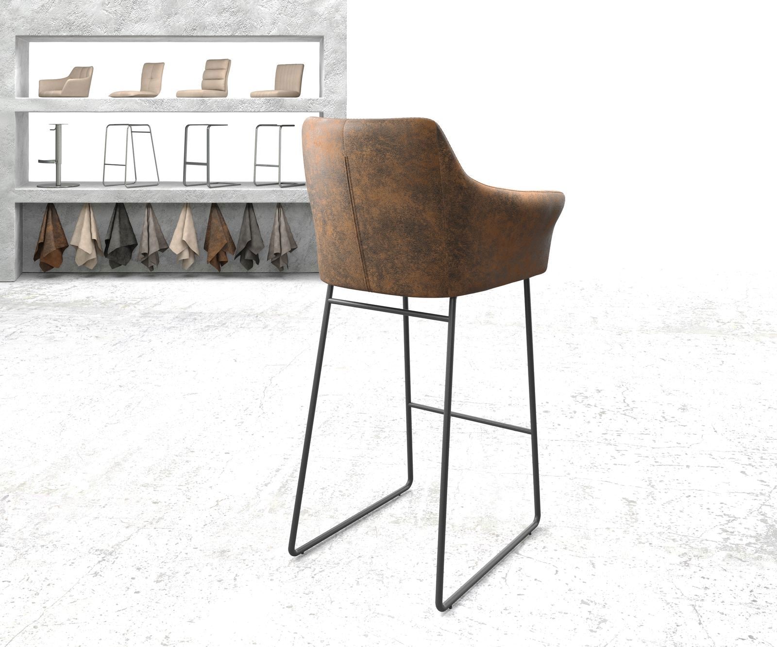 Barstuhl Yulo-Flex Vintage Braun Kufengestell Metall 2 Barstuhl Yulo-Flex Vintage Braun Kufengestell Metall 2