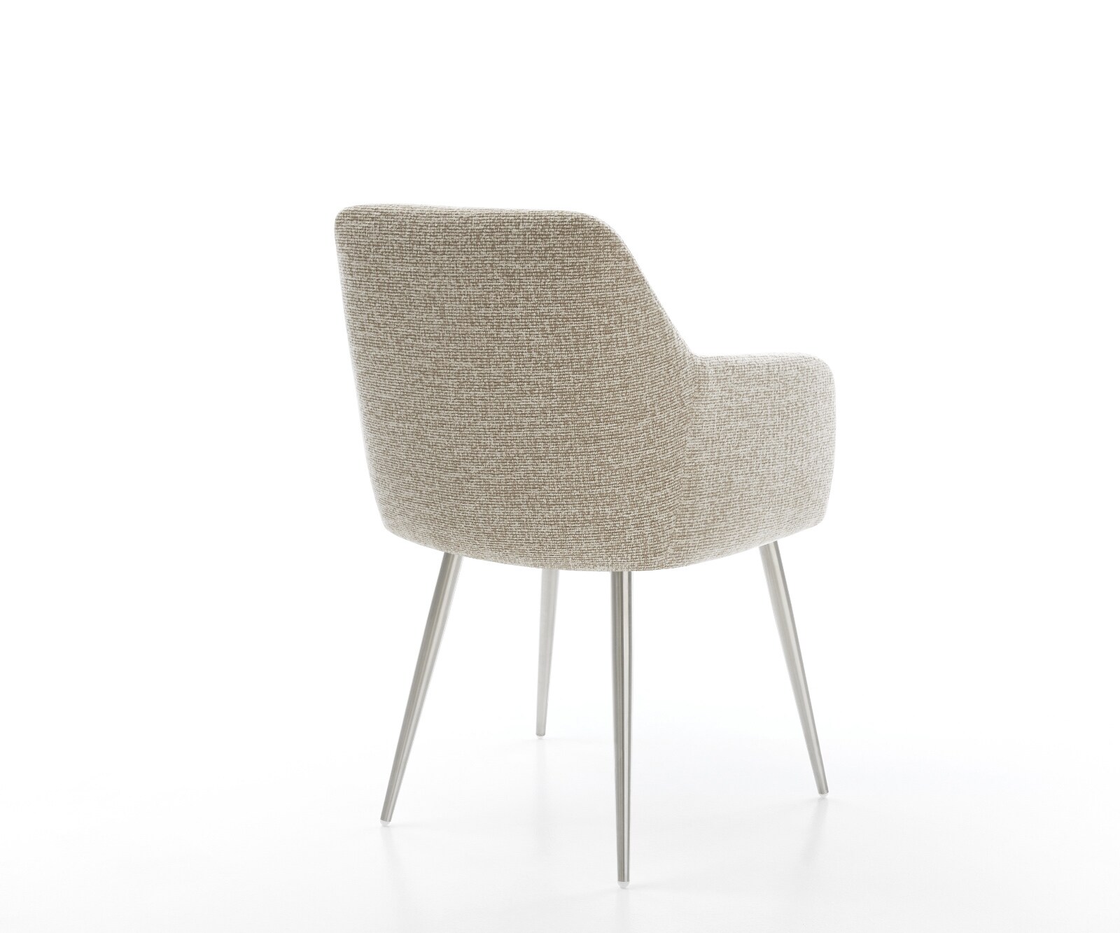 Chaise-de-salle-à-manger Greg-Flex tissu tissé doux beige 4 pieds coniques acier inoxydable resorts ensachés 5