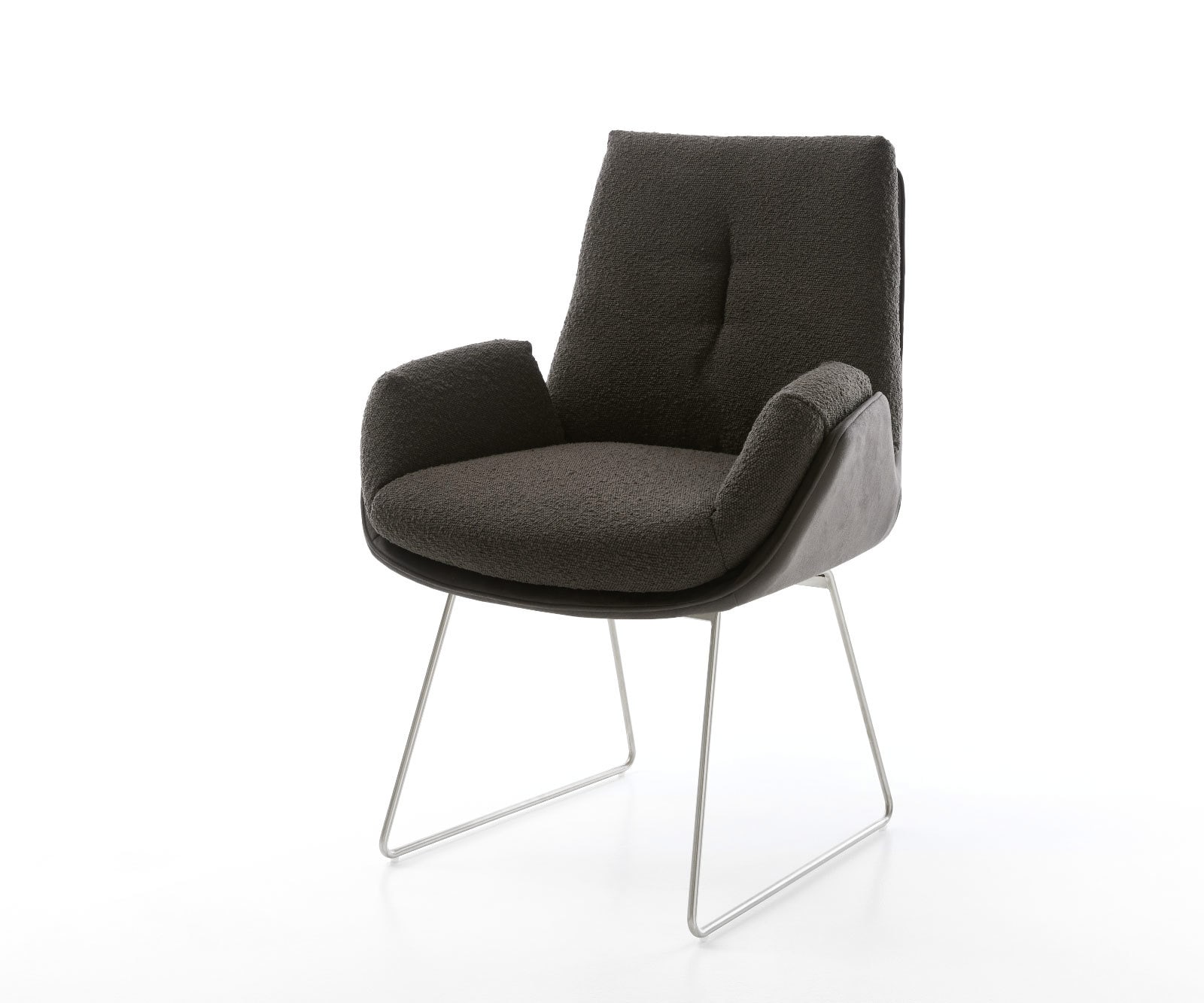 Esszimmerstuhl Clea-Flex Materialmix Schwarz Kufengestell Edelstahl Esszimmerstuhl Clea-Flex Materialmix Schwarz Kufengestell Edelstahl