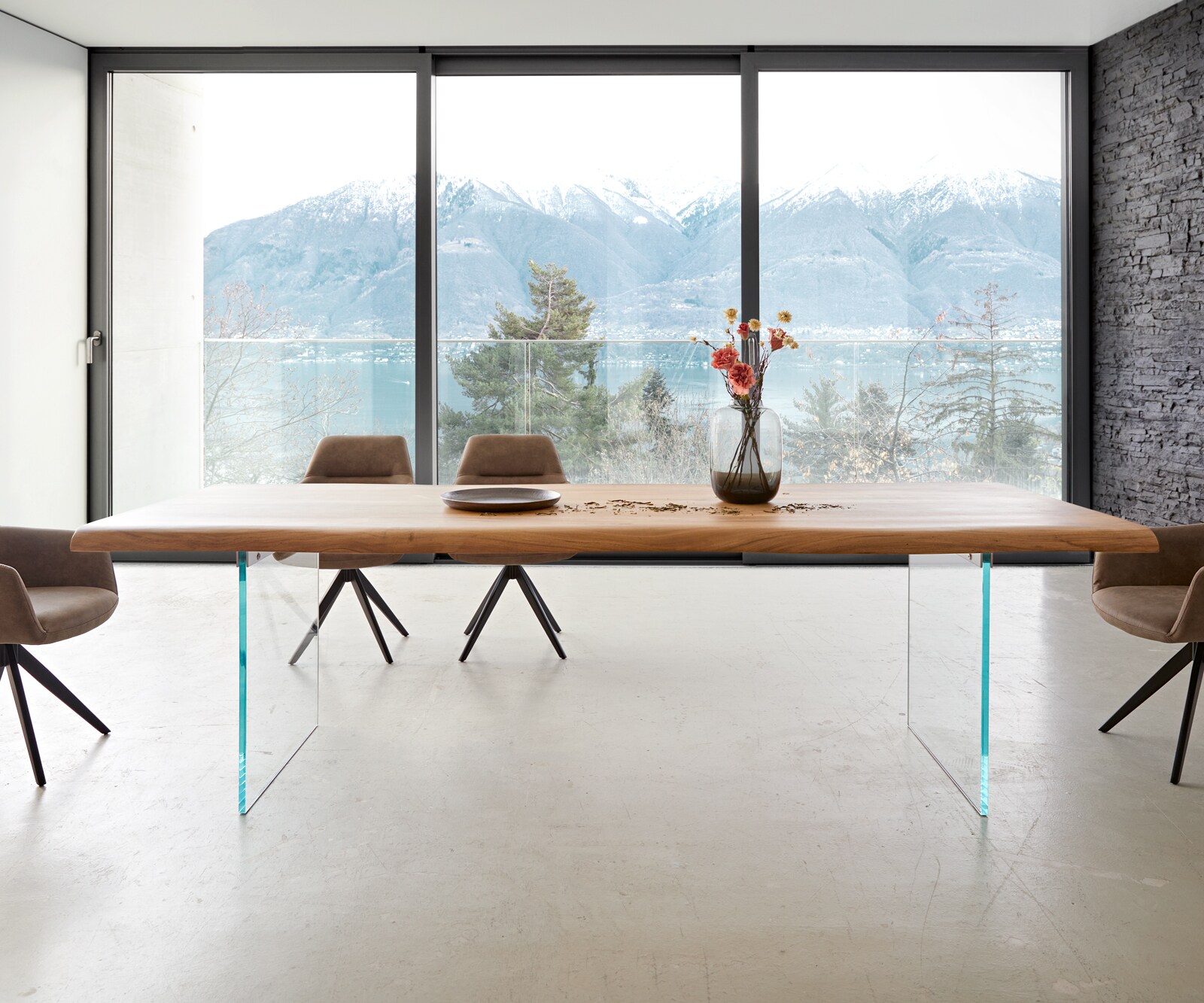 Esstisch Edge 260x100 XL Akazie Natur Glas Live-Edge 2